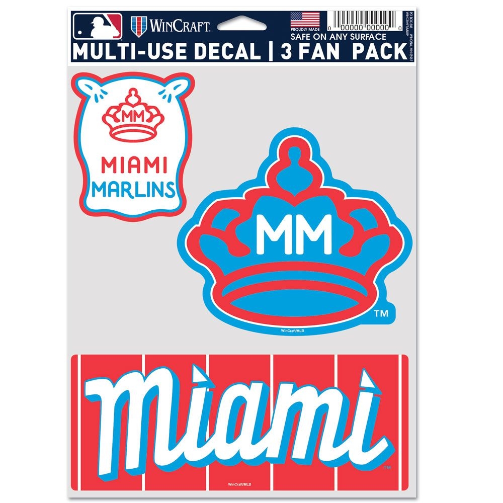 Miami Marlins City Connect Multi-Use MLB Decals Set (3 Pcs.)