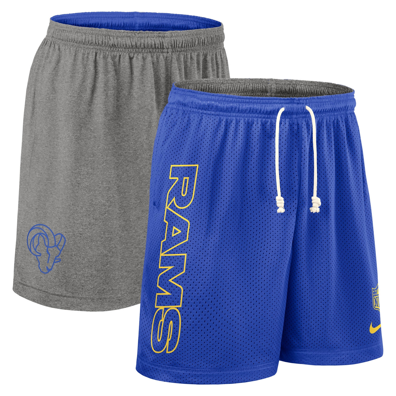 Los Angeles Rams 2025 NFL Sideline Reversible Mesh Nike Dri-FIT Shorts Blau