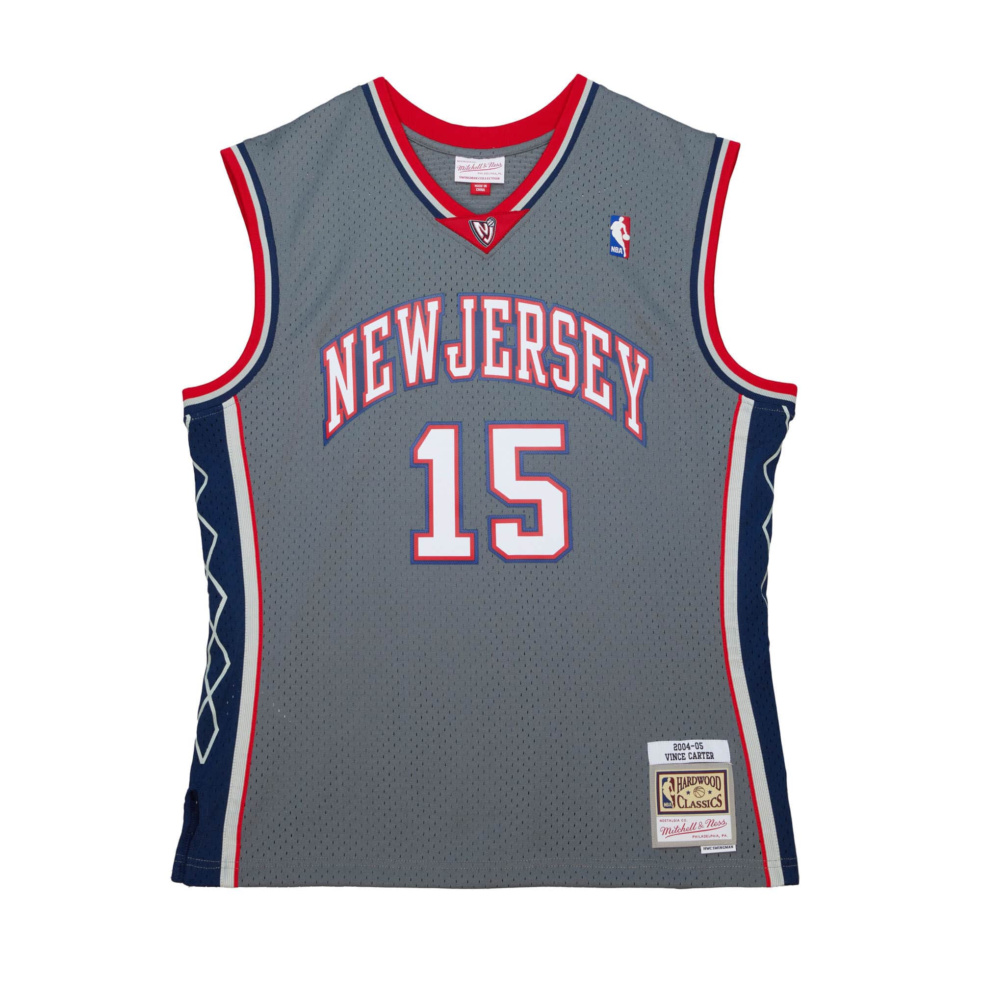 Vince Carter #15 New Jersey Nets 2004-05 Mitchell & Ness Alternate Swingman NBA Trikot Grau