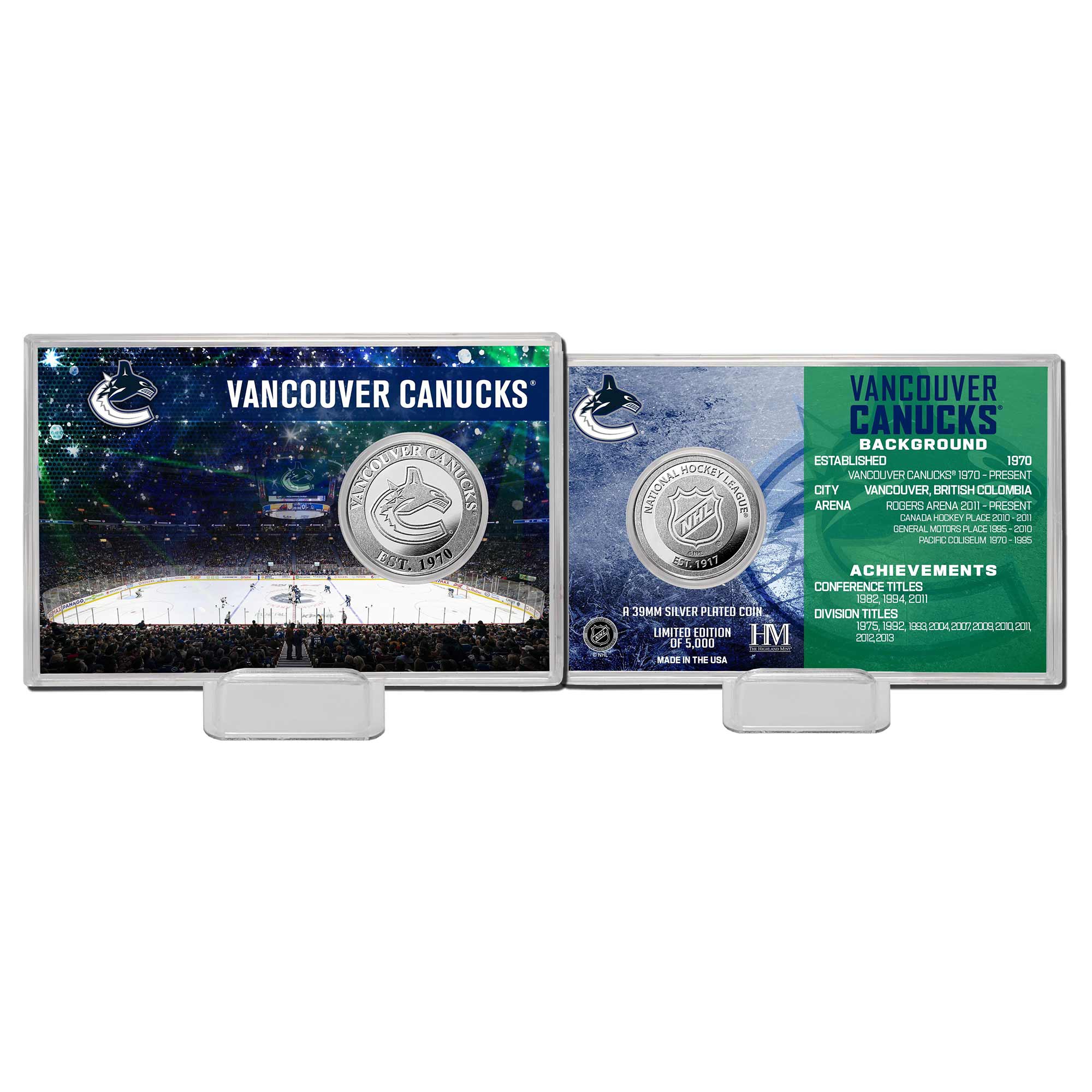 Vancouver Canucks Team History NHL Silver Coin Card