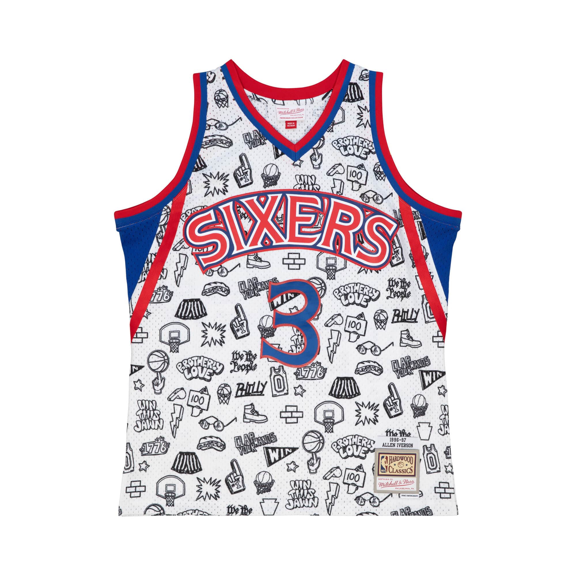 Allen Iverson #3 Philadelphia 76ers Doodle Mitchell & Ness Swingman NBA Trikot