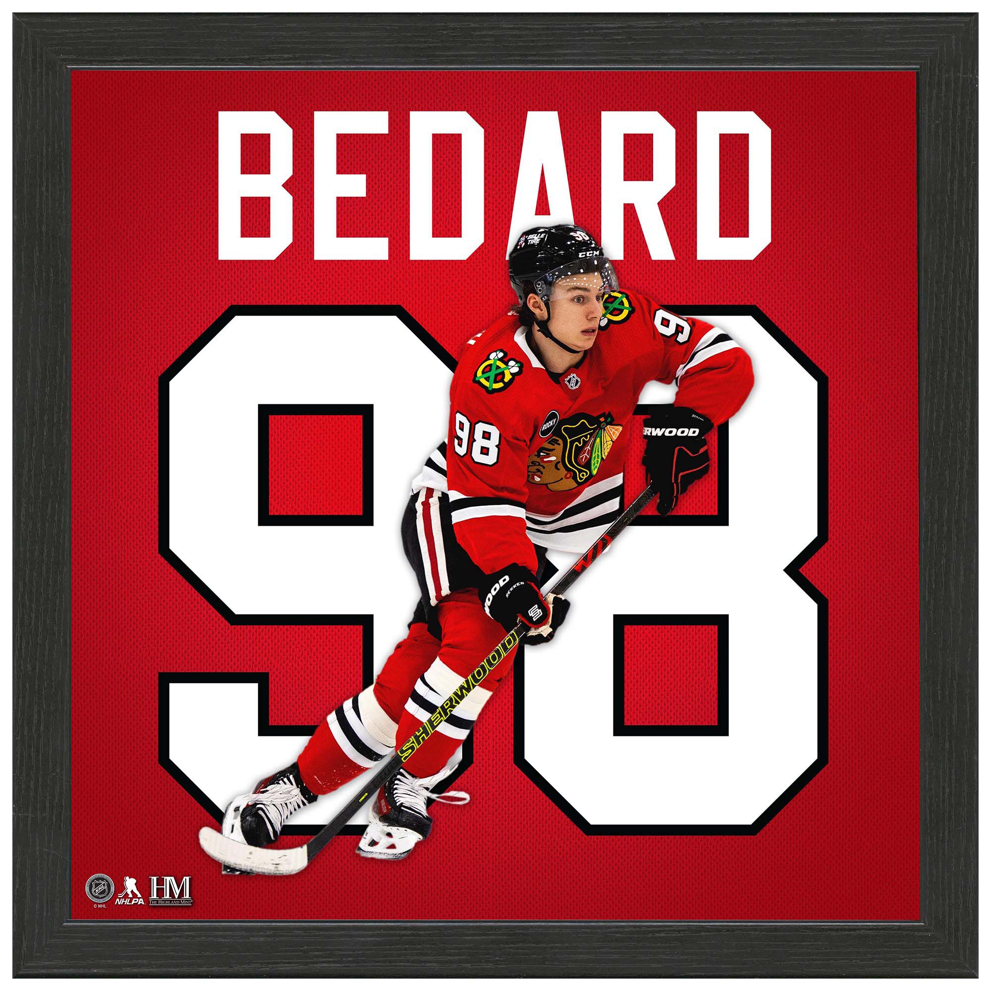 Connor Bedard #98 Chicago Blackhawks Impact Jersey Gerahmtes NHL Bild