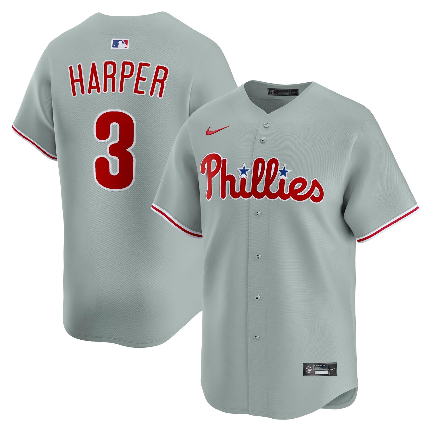 Bryce Harper #3 Philadelphia Phillies Nike Limited MLB Trikot Grau