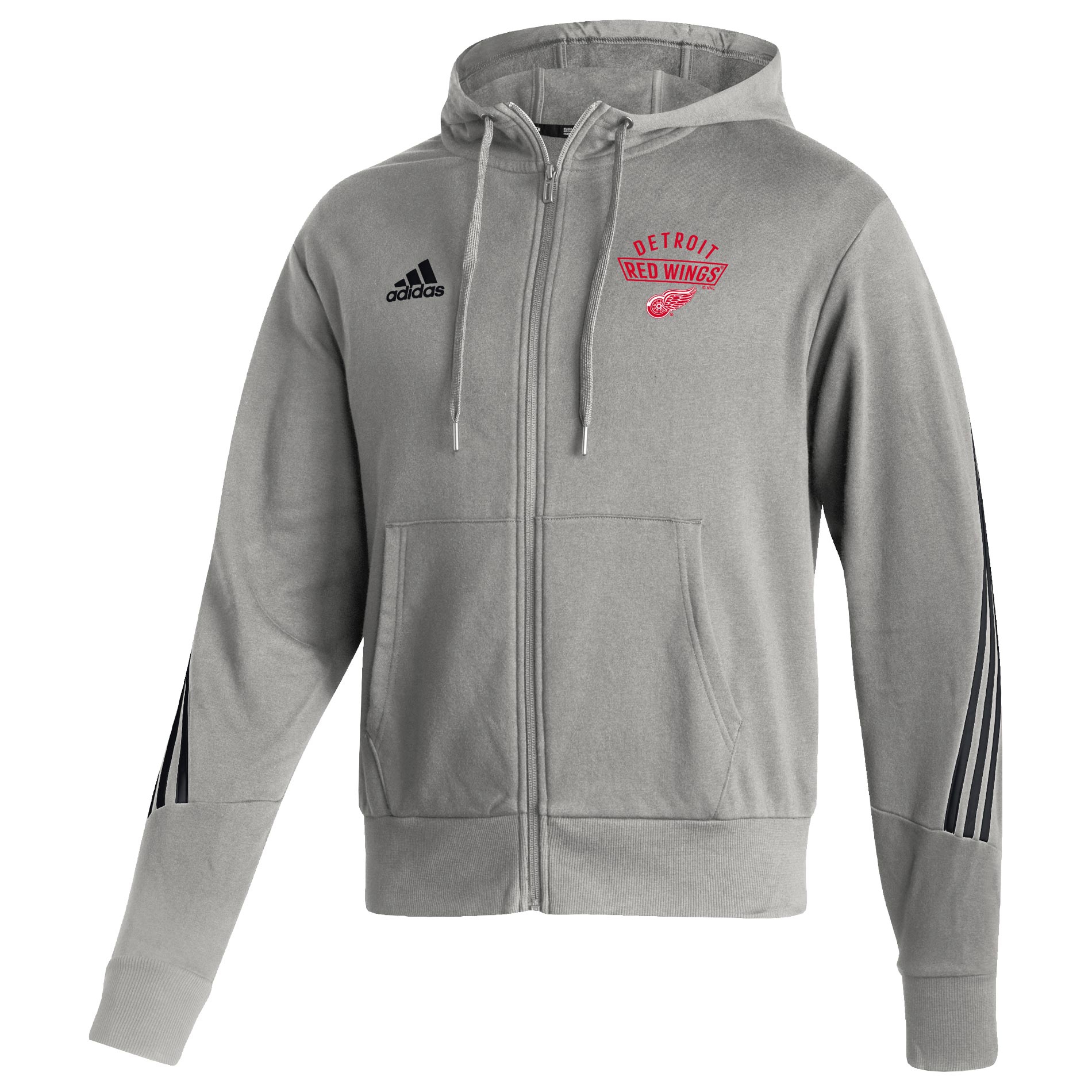 Detroit Red Wings adidas 2021/22 NHL Authentic Apparel Full-Zip Hoodie Grey