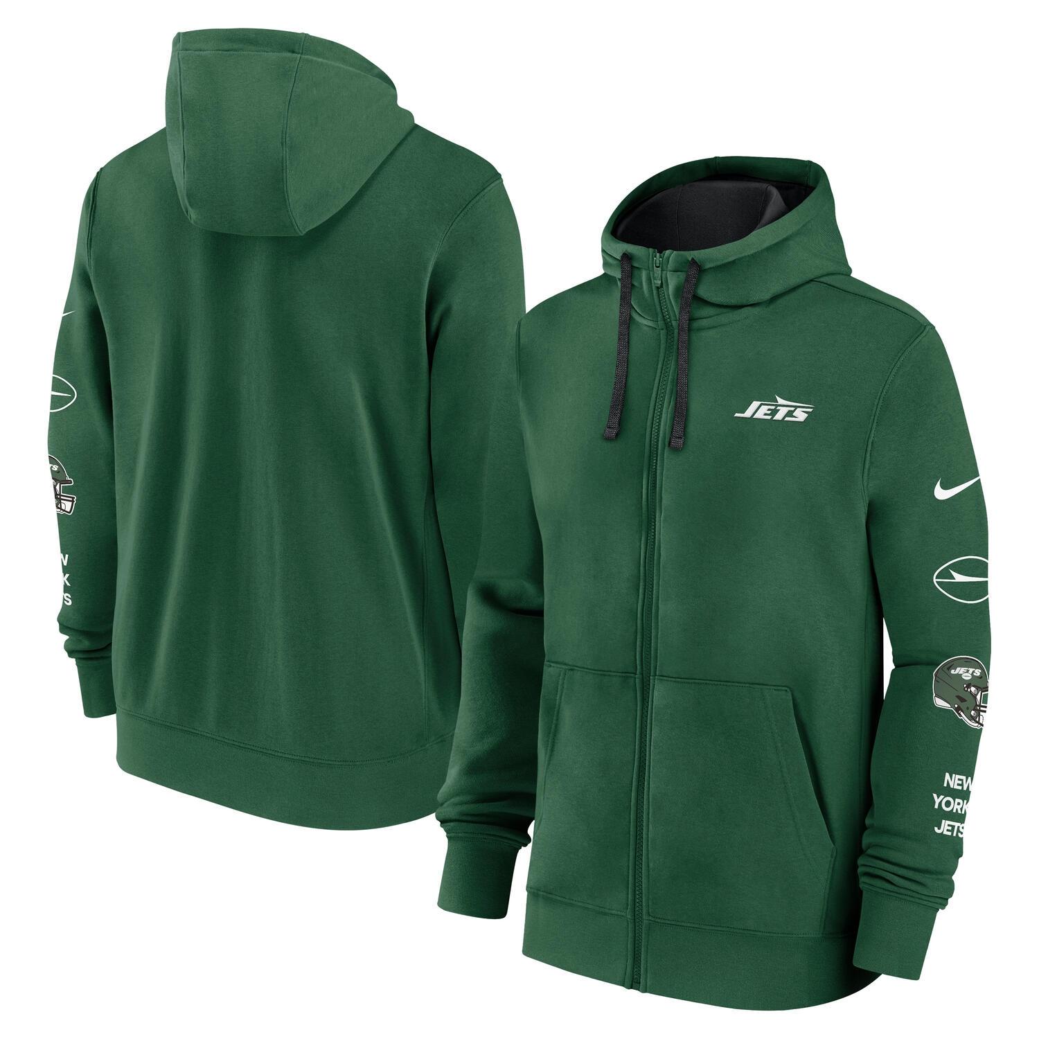 New York Jets Full-Zip Nike Club Fleece Hoodie Grün