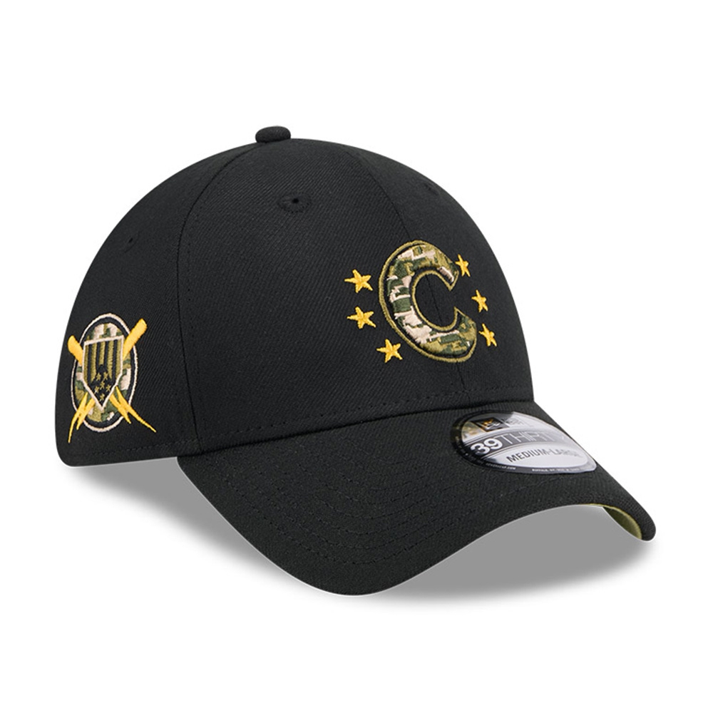 Chicago Cubs 2024 MLB Armed Forces New Era 39THIRTY Flex Cap Black