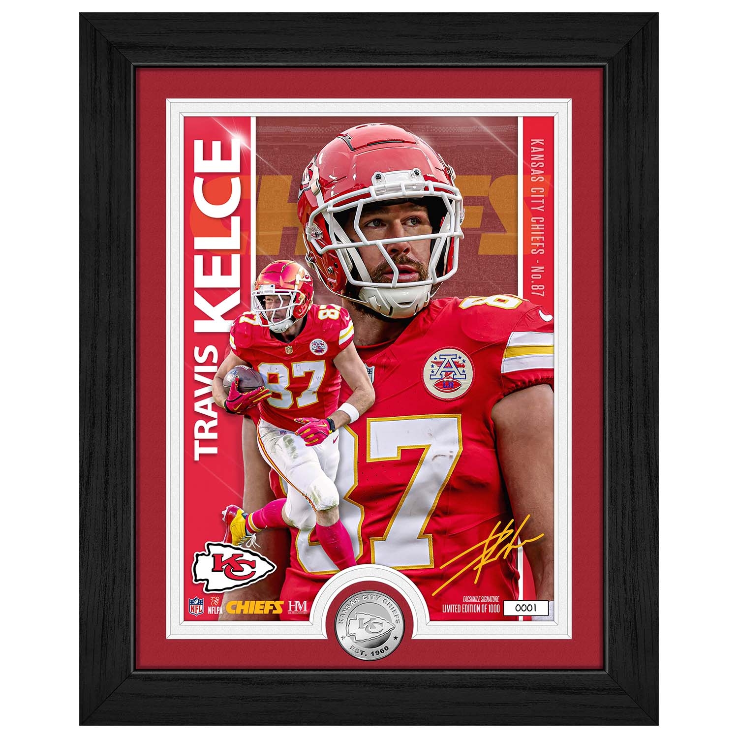 Travis Kelce Kansas City Chiefs Artist Proof Silver Coin NFL Photo Frame