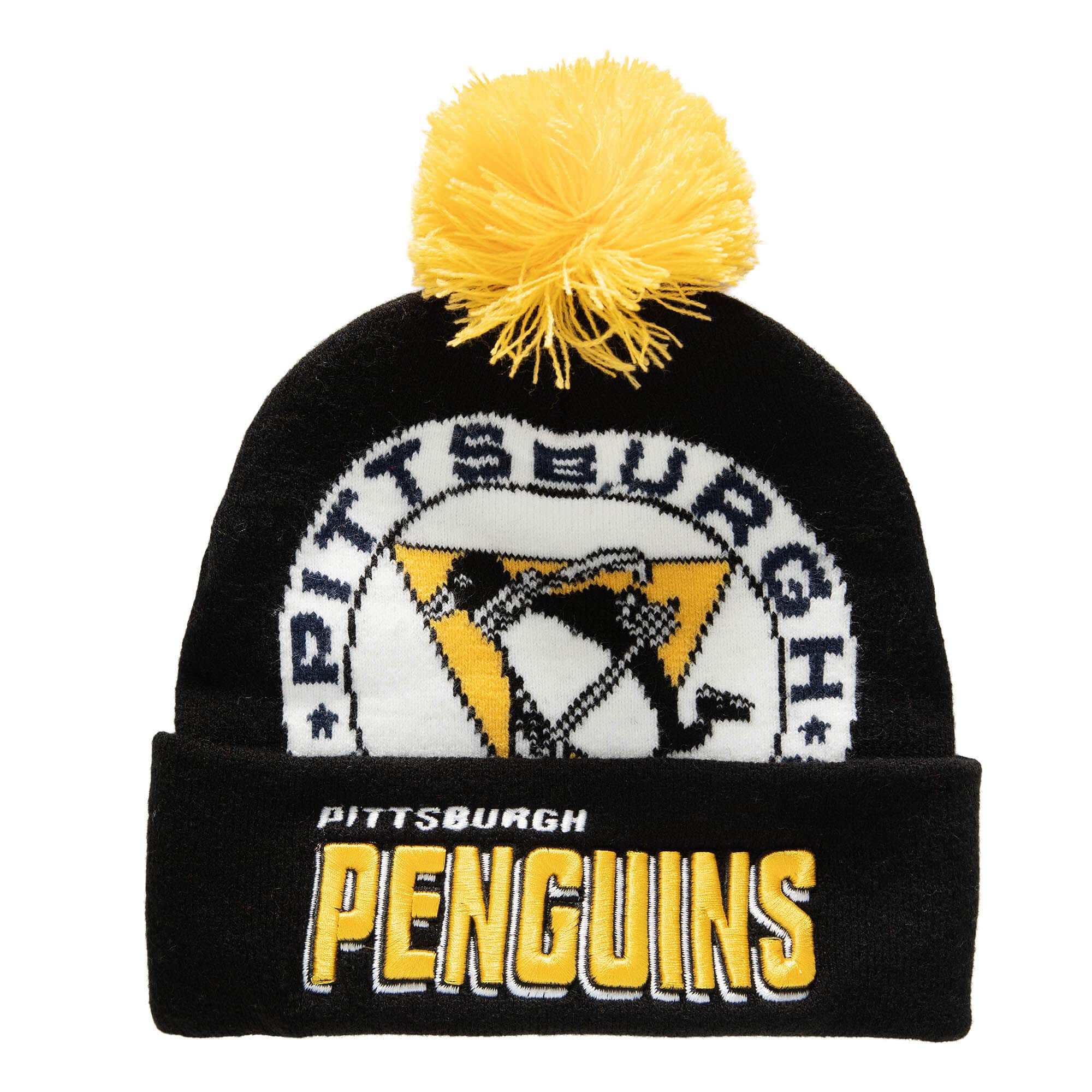 Pittsburgh Penguins Punch Out Mitchell & Ness NHL Knit Hat Black