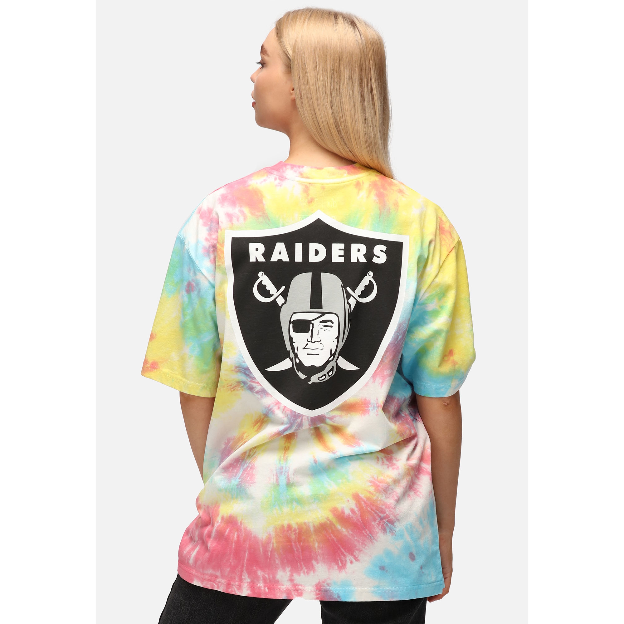 Las Vegas Raiders Rainbow Tie-Dye Recovered Relaxed NFL T-Shirt