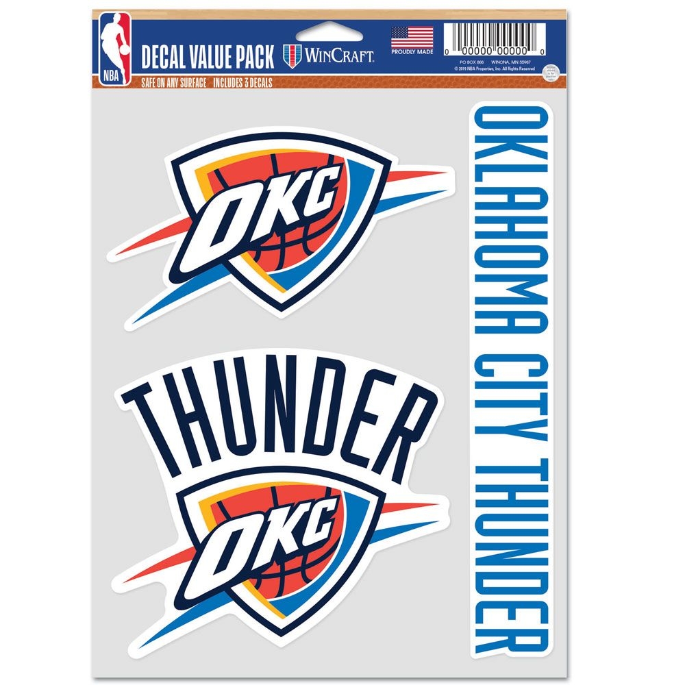 Oklahoma City Thunder Multi-Use NBA Decals Set (3 Pcs.)