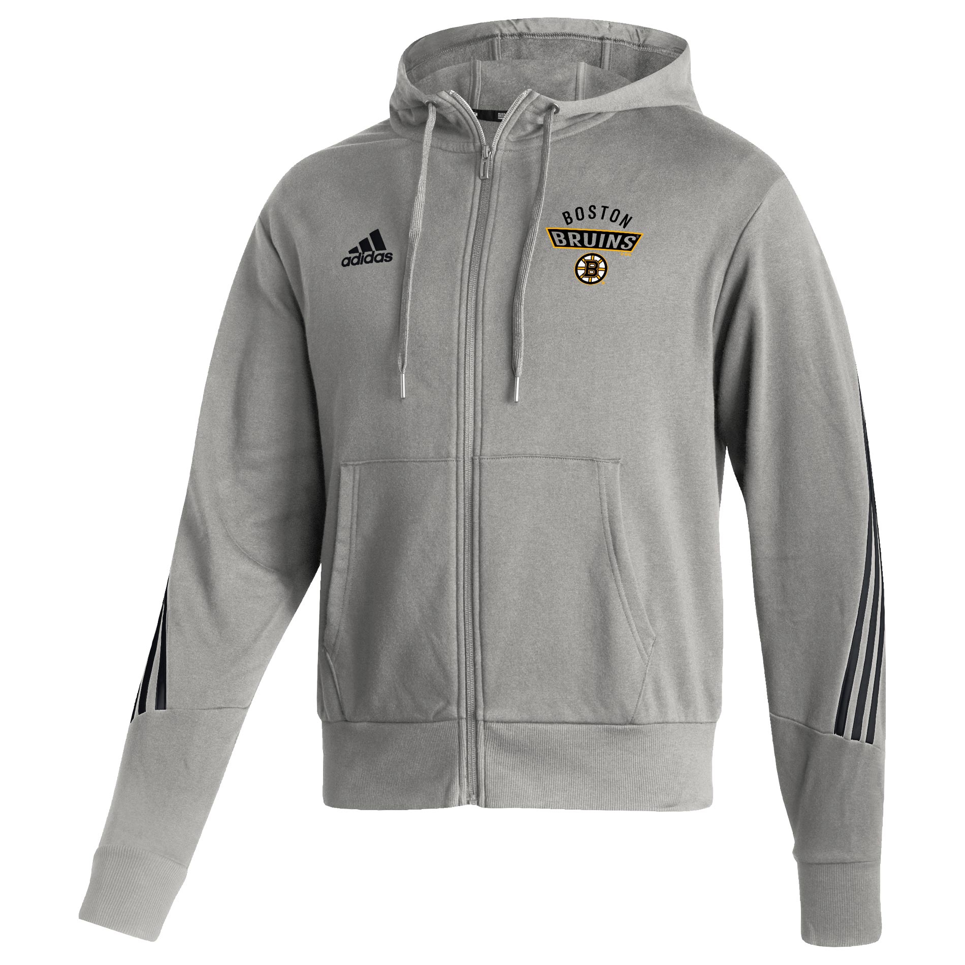 Boston Bruins adidas 2021/22 NHL Authentic Apparel Full-Zip Hoodie Grau
