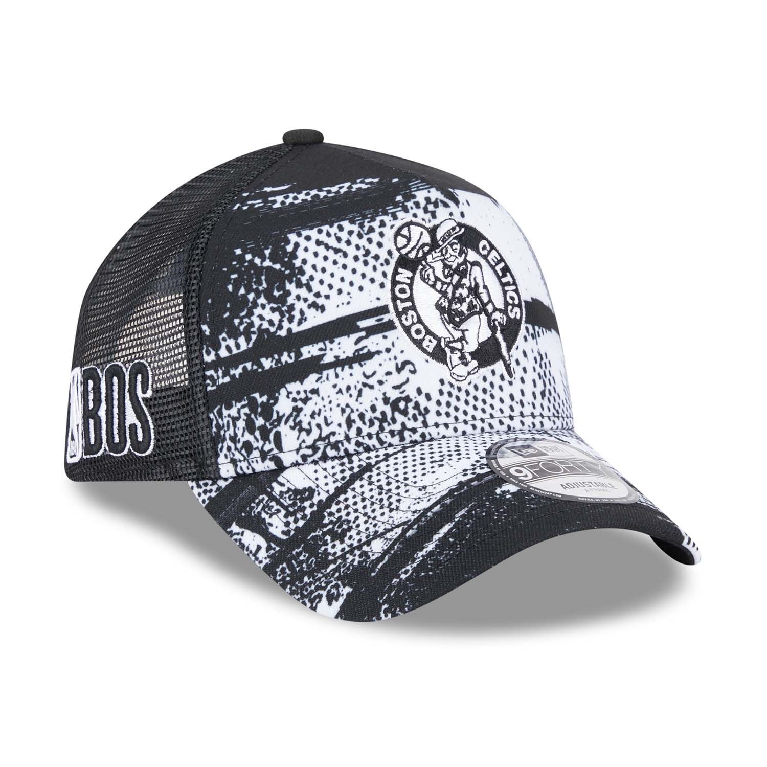 Boston Celtics 2024 NBA Tip-Off Black New Era 9FORTY A-Frame Trucker Cap