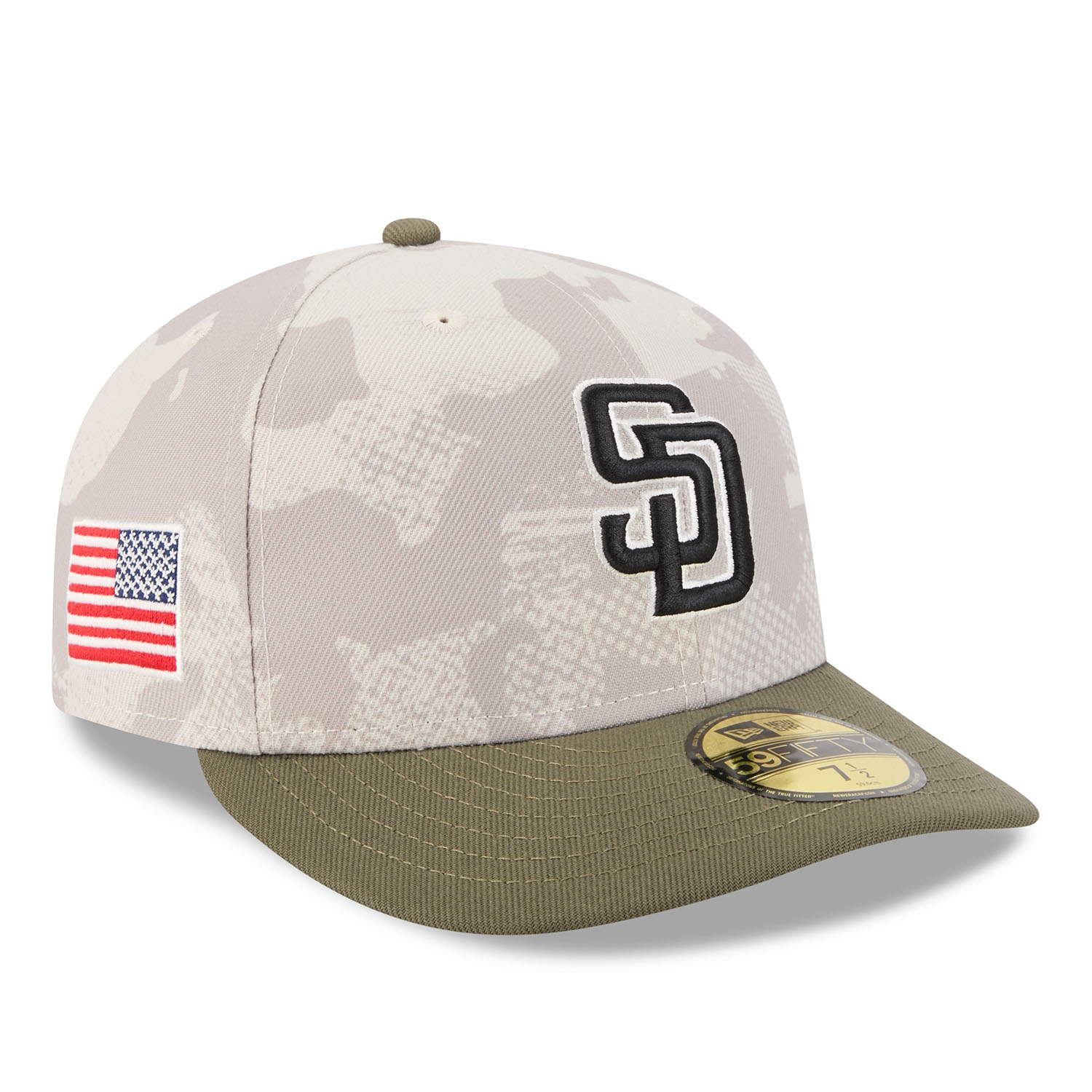San Diego Padres 2025 MLB Authentic Armed Forces Pre-Curved 59FIFTY Fitted Cap