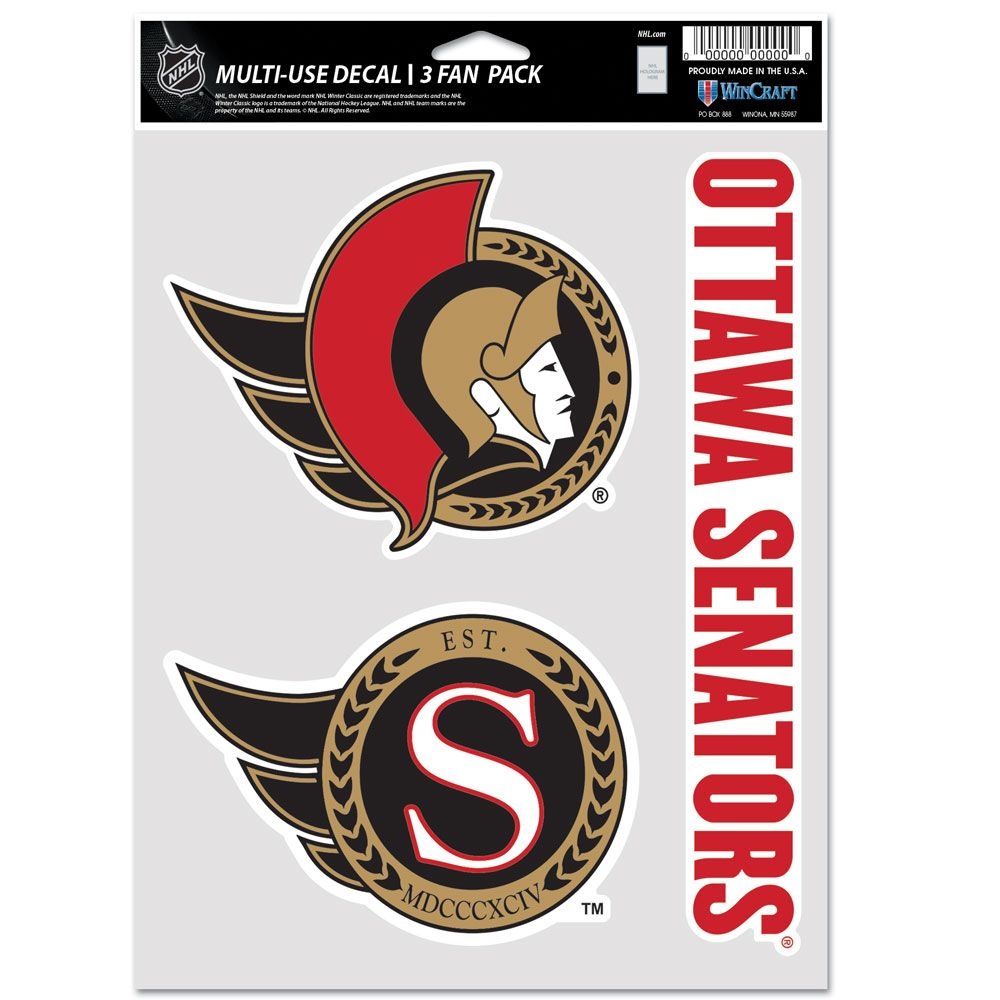 Ottawa Senators Multi-Use NHL Aufkleber-Set (3 Stk.)