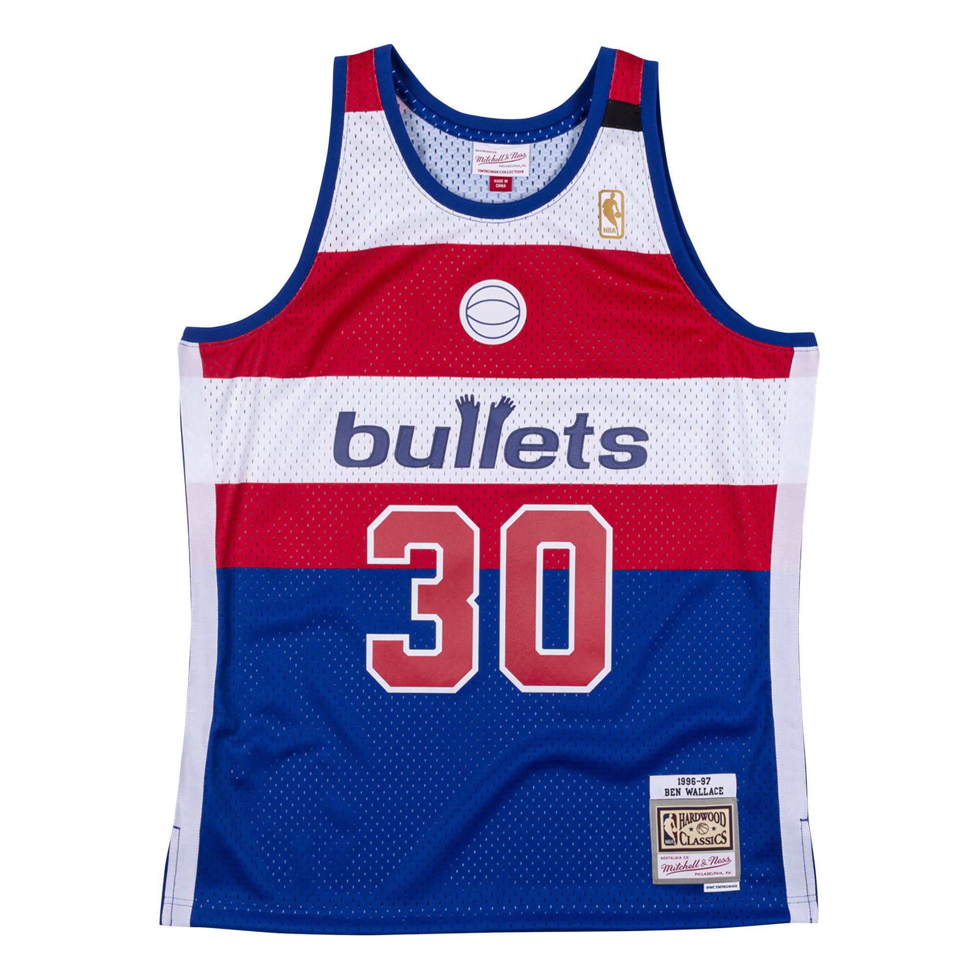 Ben Wallace #30 Washington Bullets 1996-97 Mitchell & Ness Swingman NBA Jersey