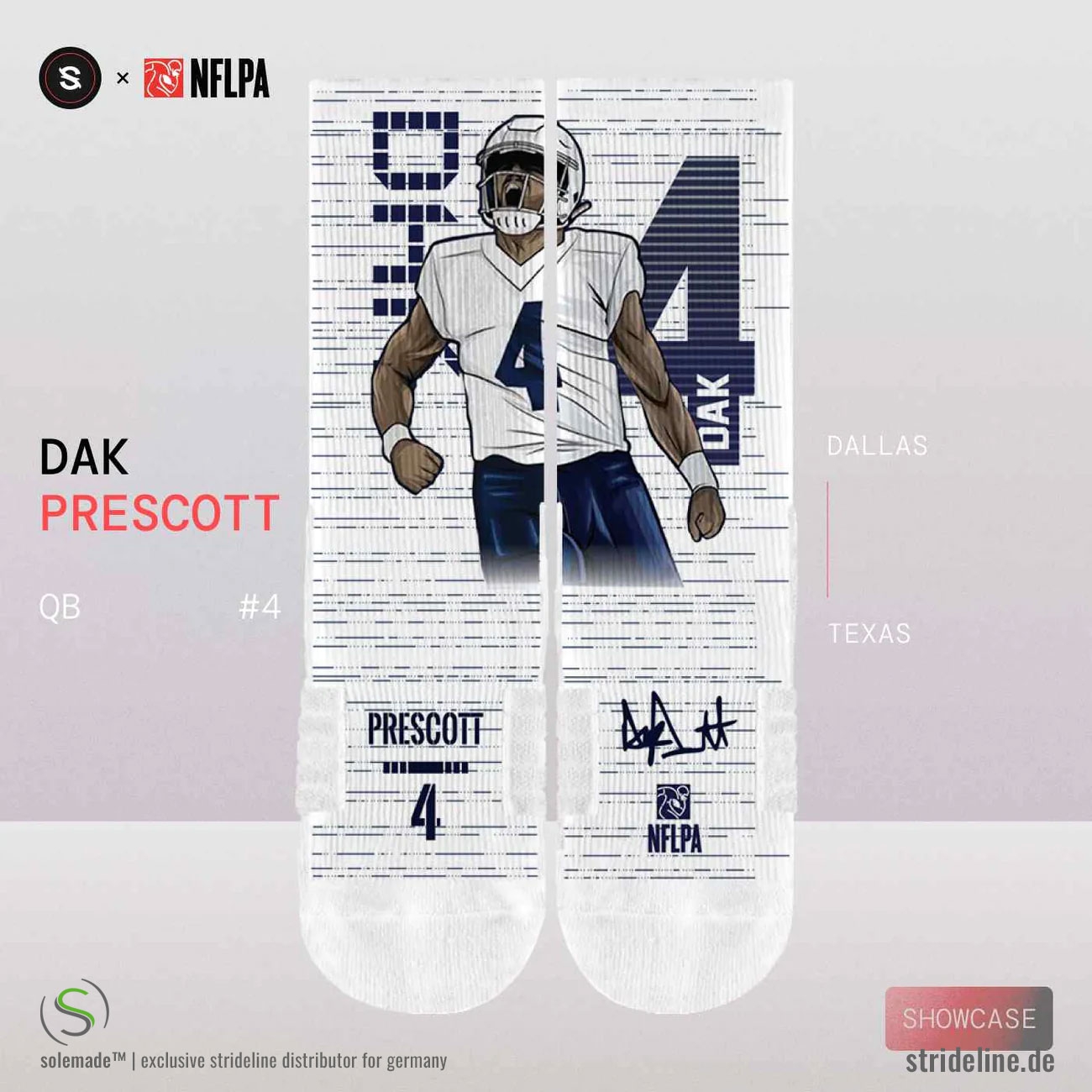 Dak Prescott #4 Dallas Cowboys Strideline Premium NFLPA Crew Socken
