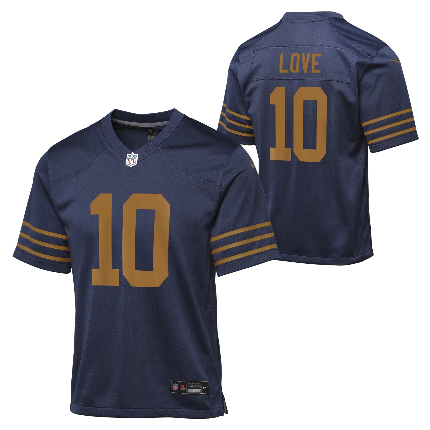 Jordan Love #10 Green Bay Packers Game Football NFL Throwback ALT Jersey Navy (YOUTH)