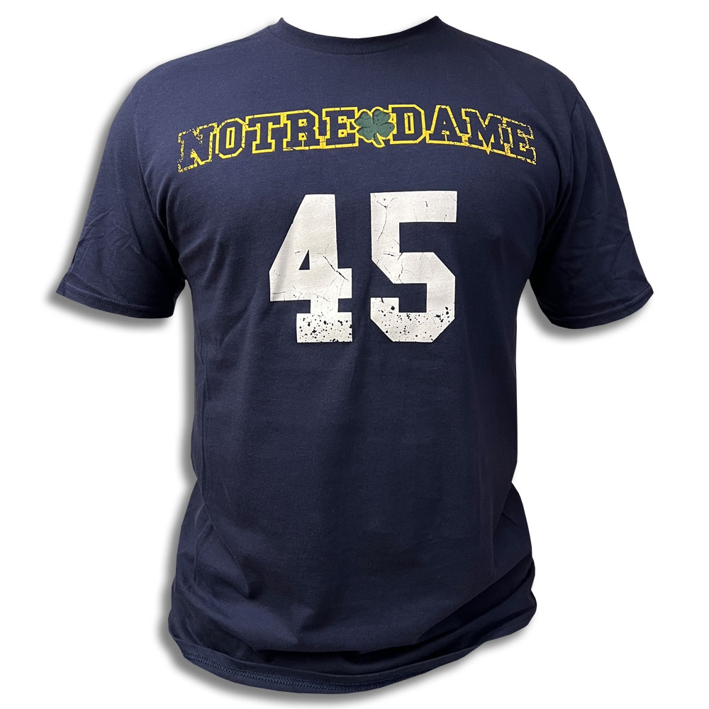 Notre Dame Daniel "Rudy" Ruettiger #45 College Football T-Shirt Navy