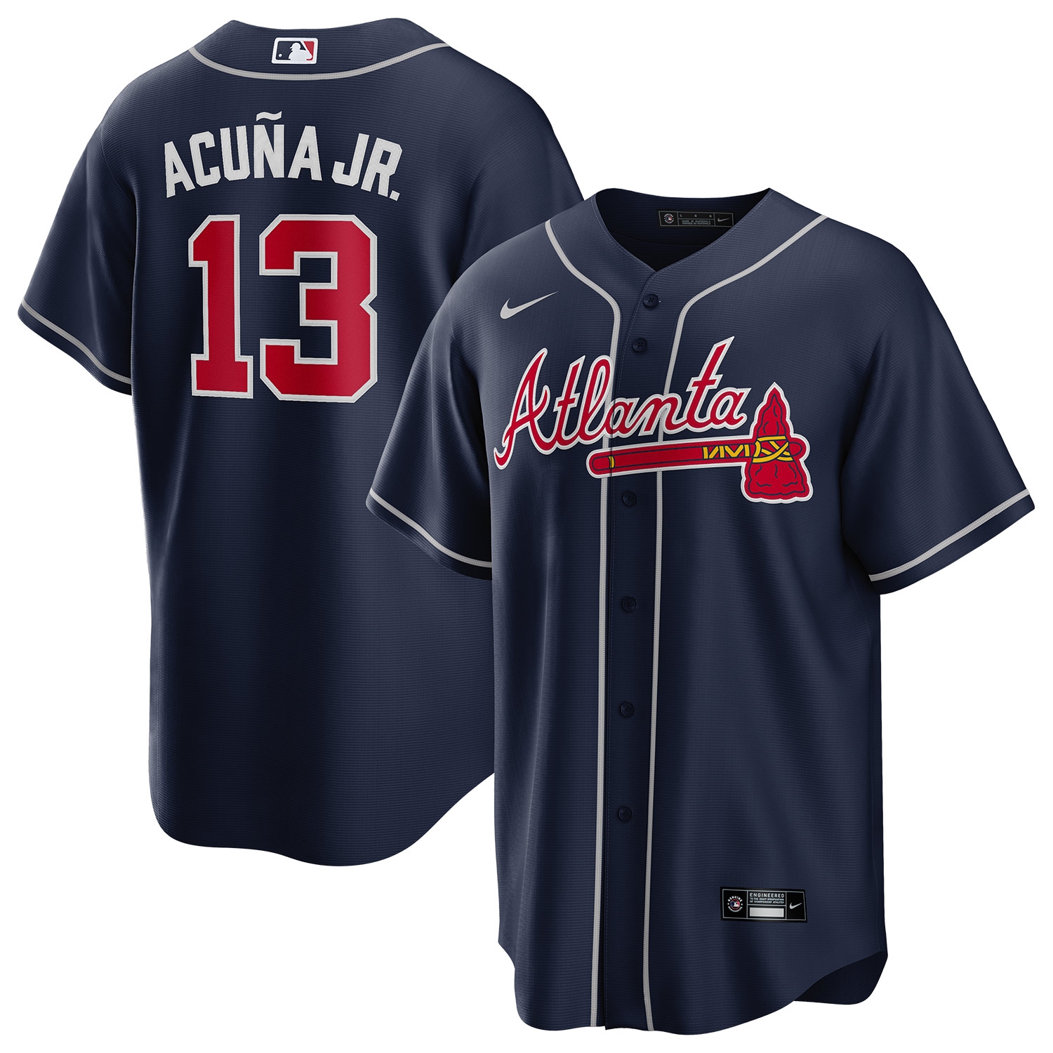 Ronald Acuña Jr. #13 Atlanta Braves Nike MLB Trikot Navy