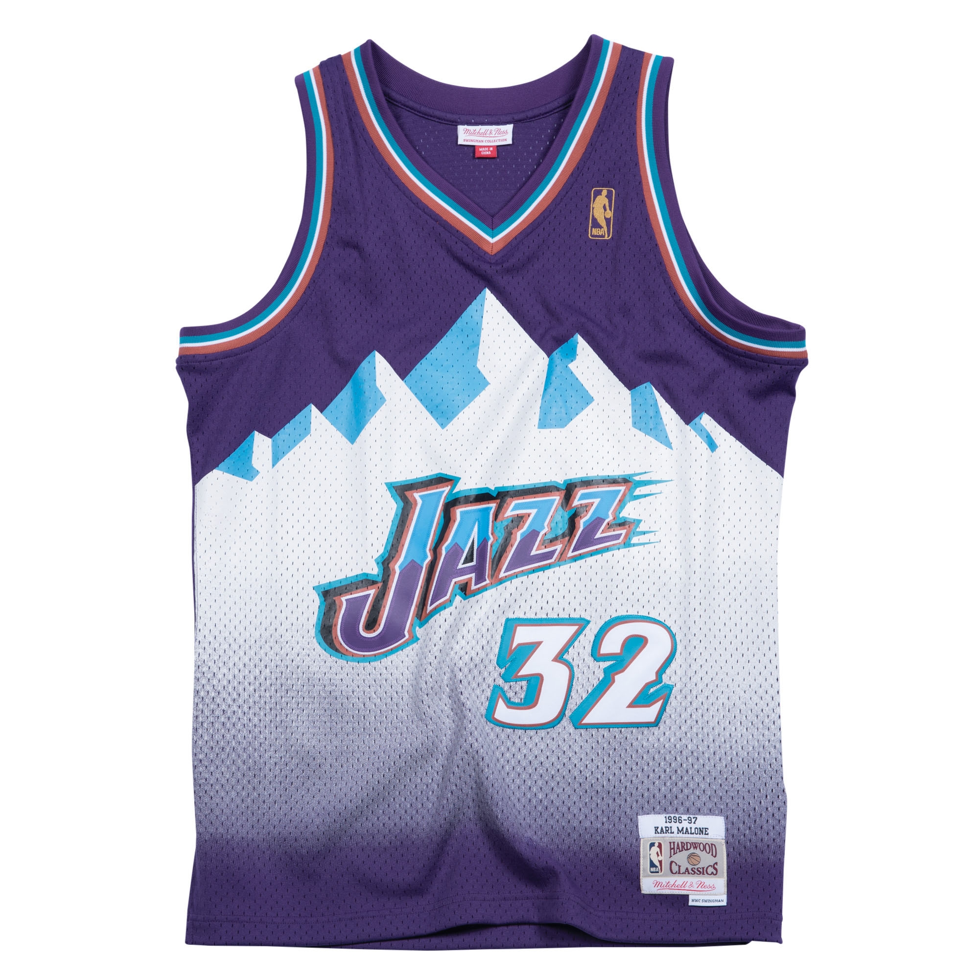Karl Malone #32 Utah Jazz 1996-97 Mitchell & Ness Swingman NBA Trikot Lila