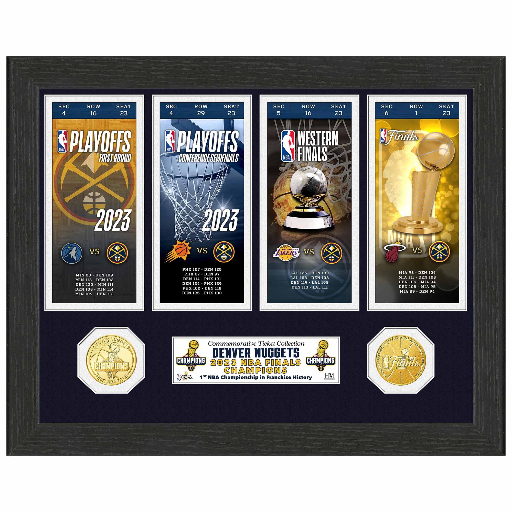 Denver Nuggets Road to the NBA Finals Tickets Bronze Coins Framed Photo