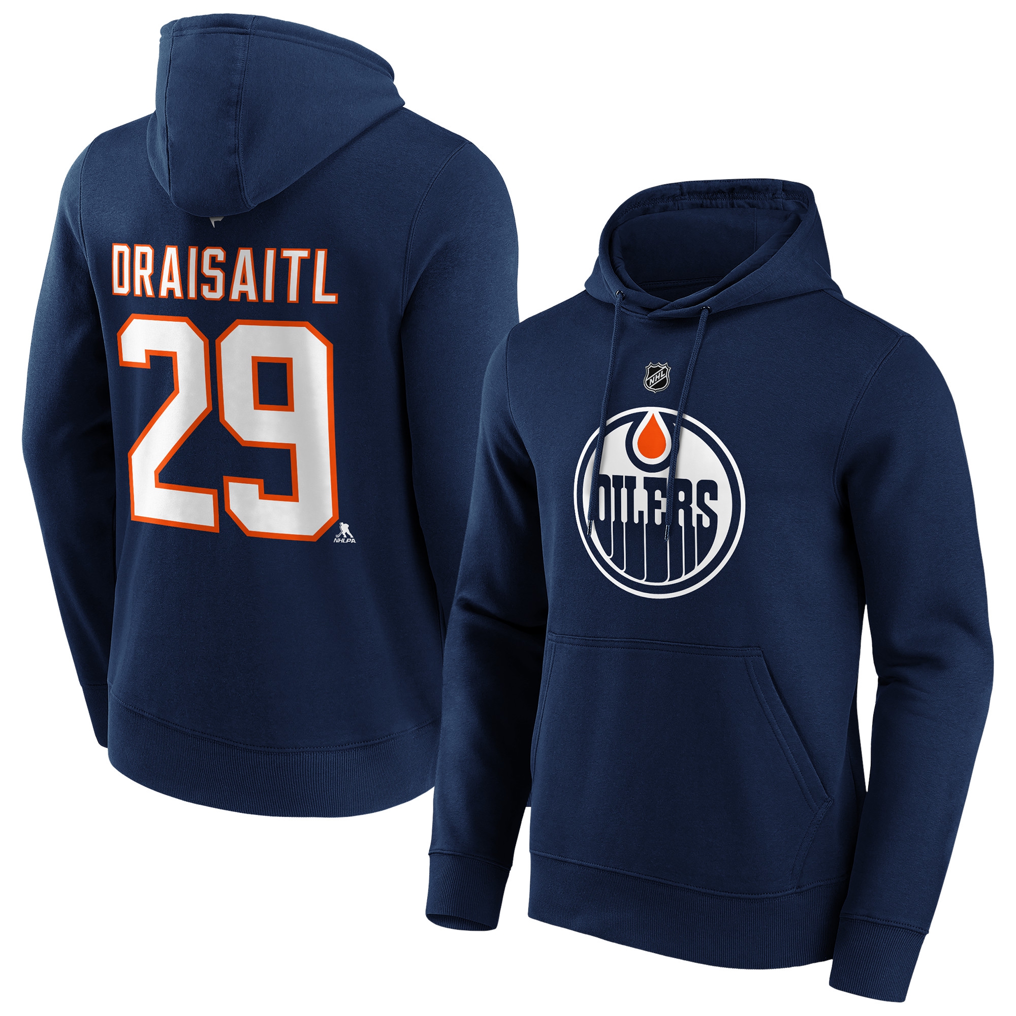 Leon Draisaitl #29 Edmonton Oilers Player NHL Hoodie Navy