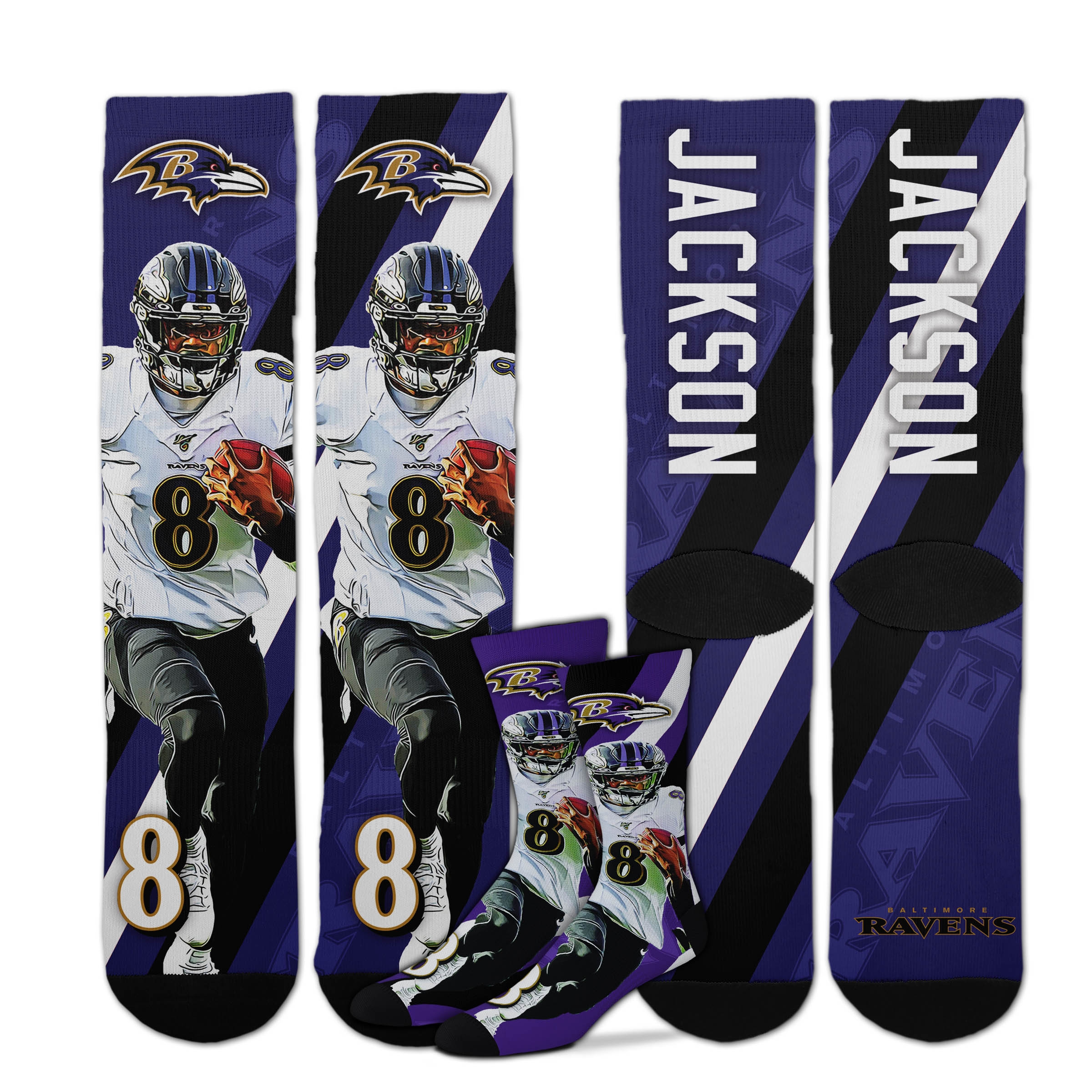 Lamar Jackson Baltimore Ravens Stripe NFL Crew Socken