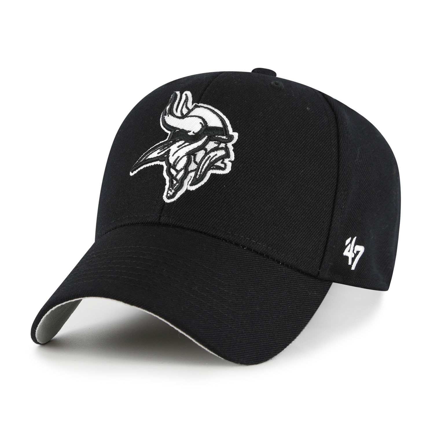 Minnesota Vikings Black & White '47 MVP Adjustable NFL Cap Schwarz