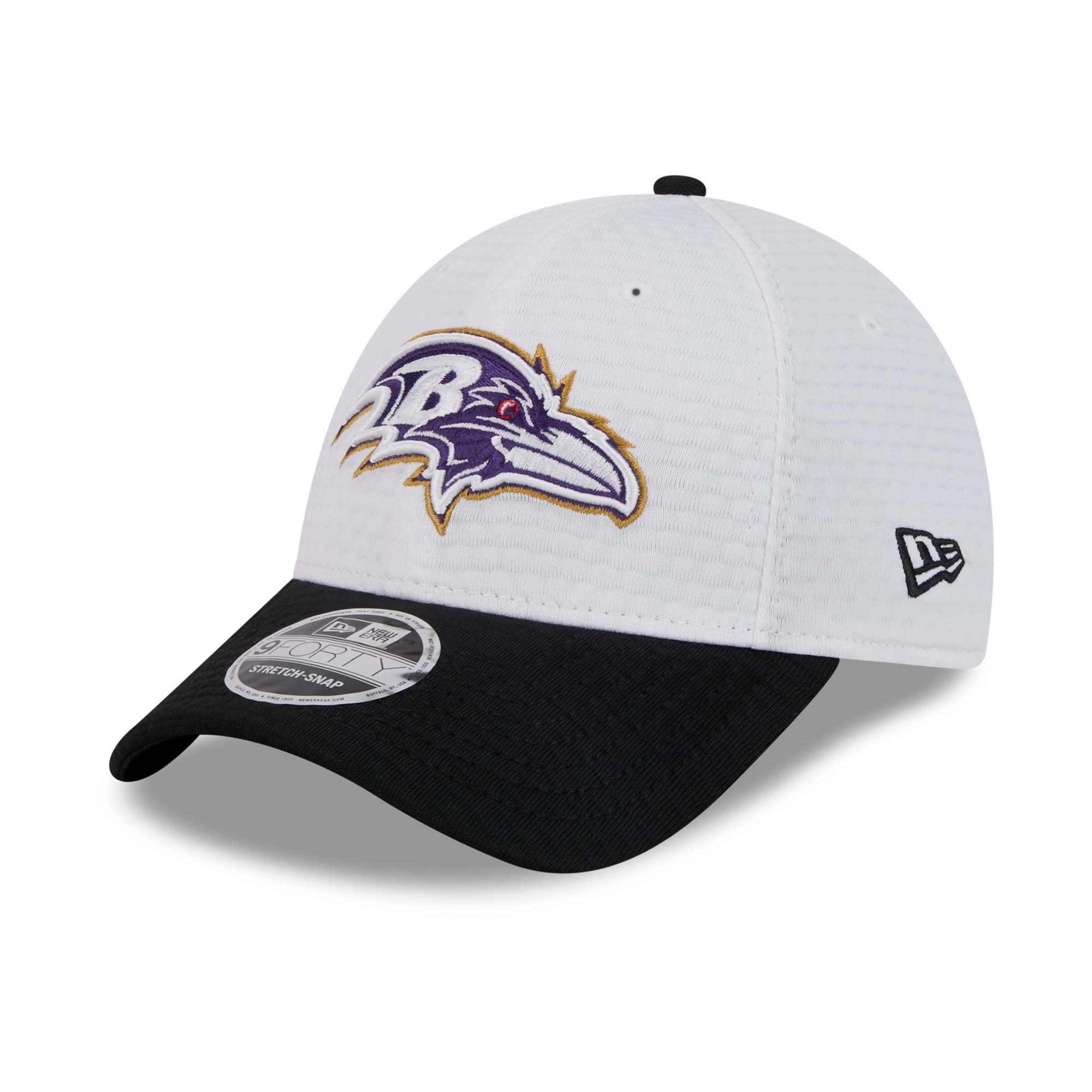 Baltimore Ravens 2024 NFL Training Camp New Era Stretch-Snap 9FORTY Cap Weiß