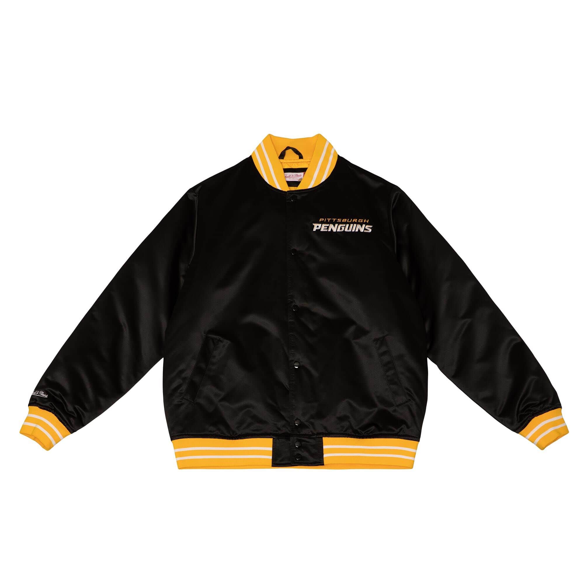 Pittsburgh Penguins Heavyweight Satin Mitchell & Ness NHL Jacket Black