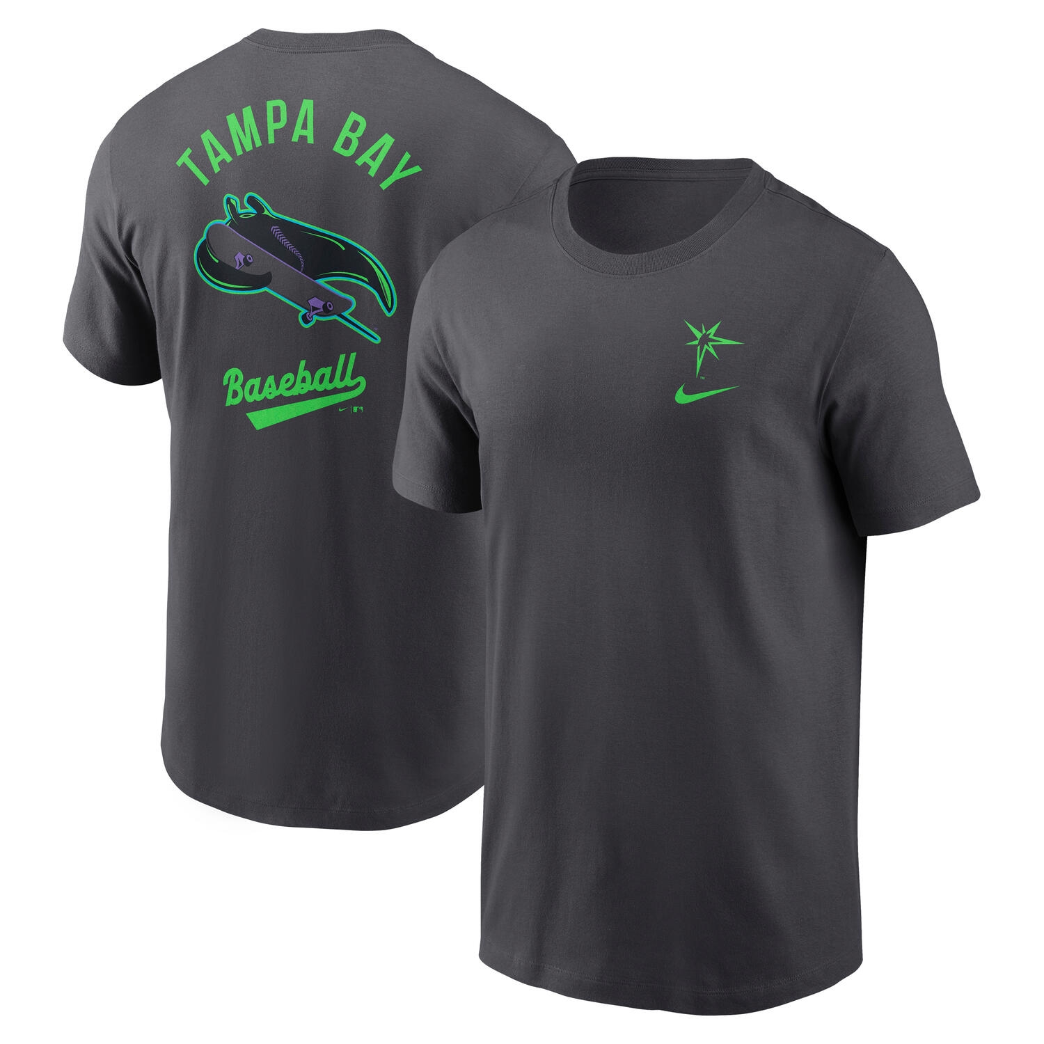Tampa Bay Rays City Connect 2-Hit Nike Cotton T-Shirt Anthracite