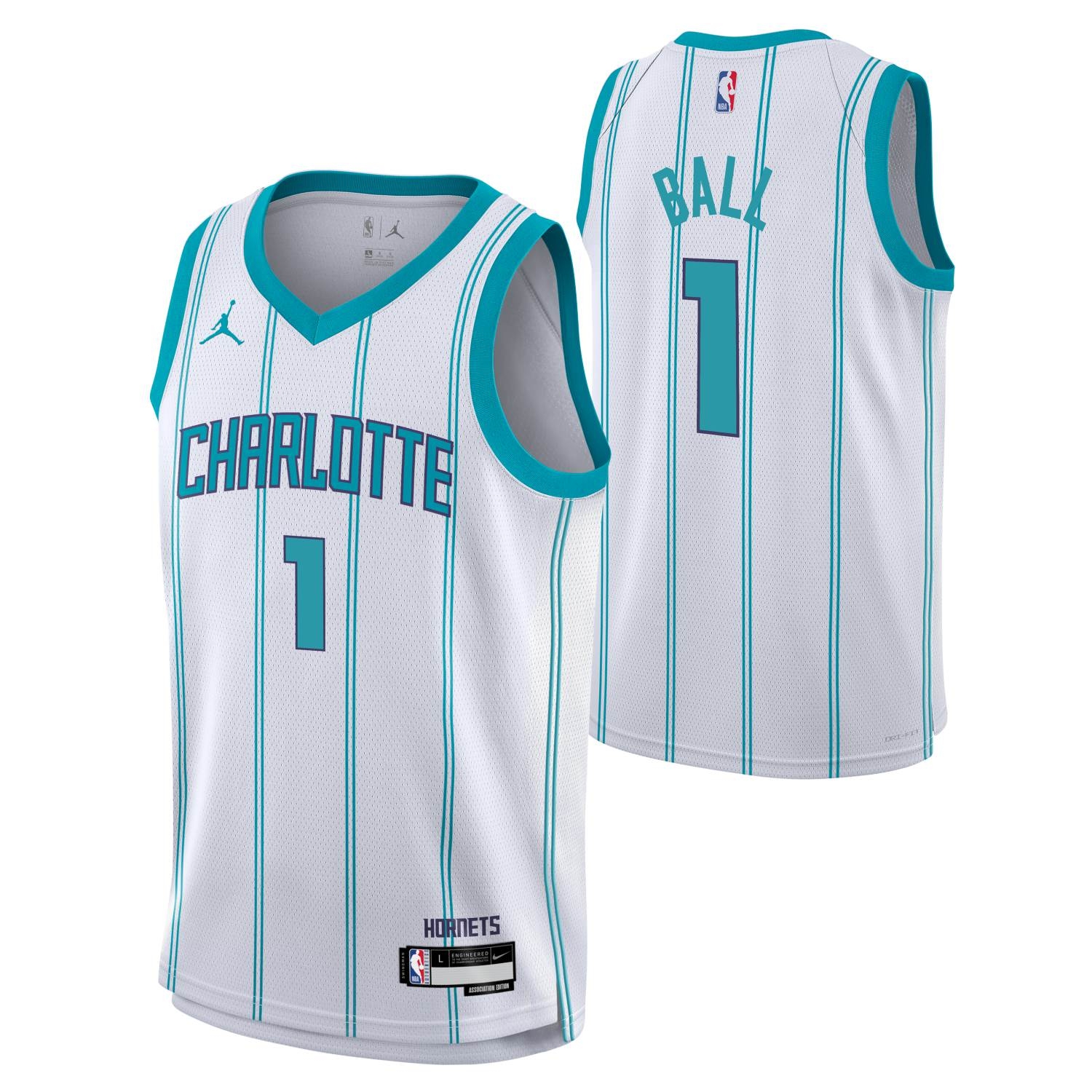 LaMelo Ball #1 Charlotte Hornets Jordan Swingman NBA Trikot Weiß (YOUTH)