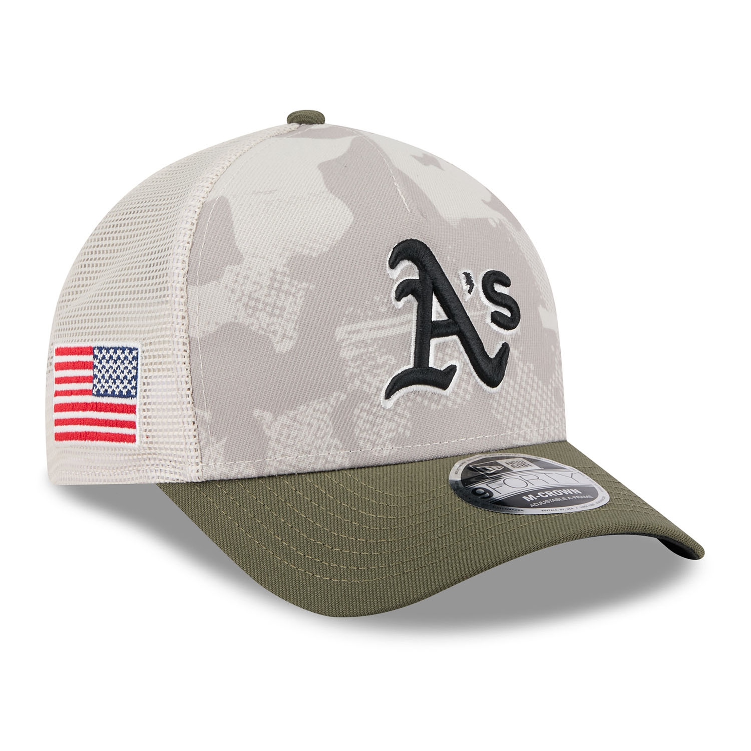 Athletics 2025 MLB Armed Forces 9FORTY M-Crown A-Frame Snapback Cap