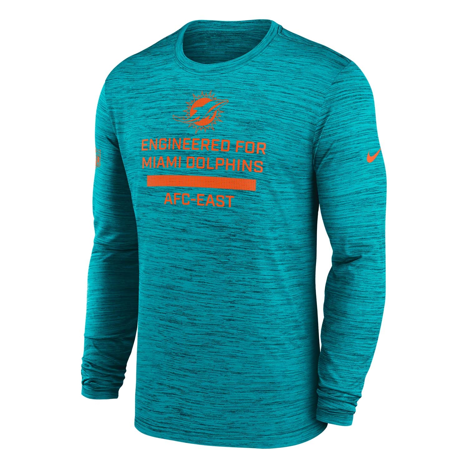 Miami Dolphins 2025 NFL Sideline Nike Velocity Performance Long Sleeve T-Shirt Aqua