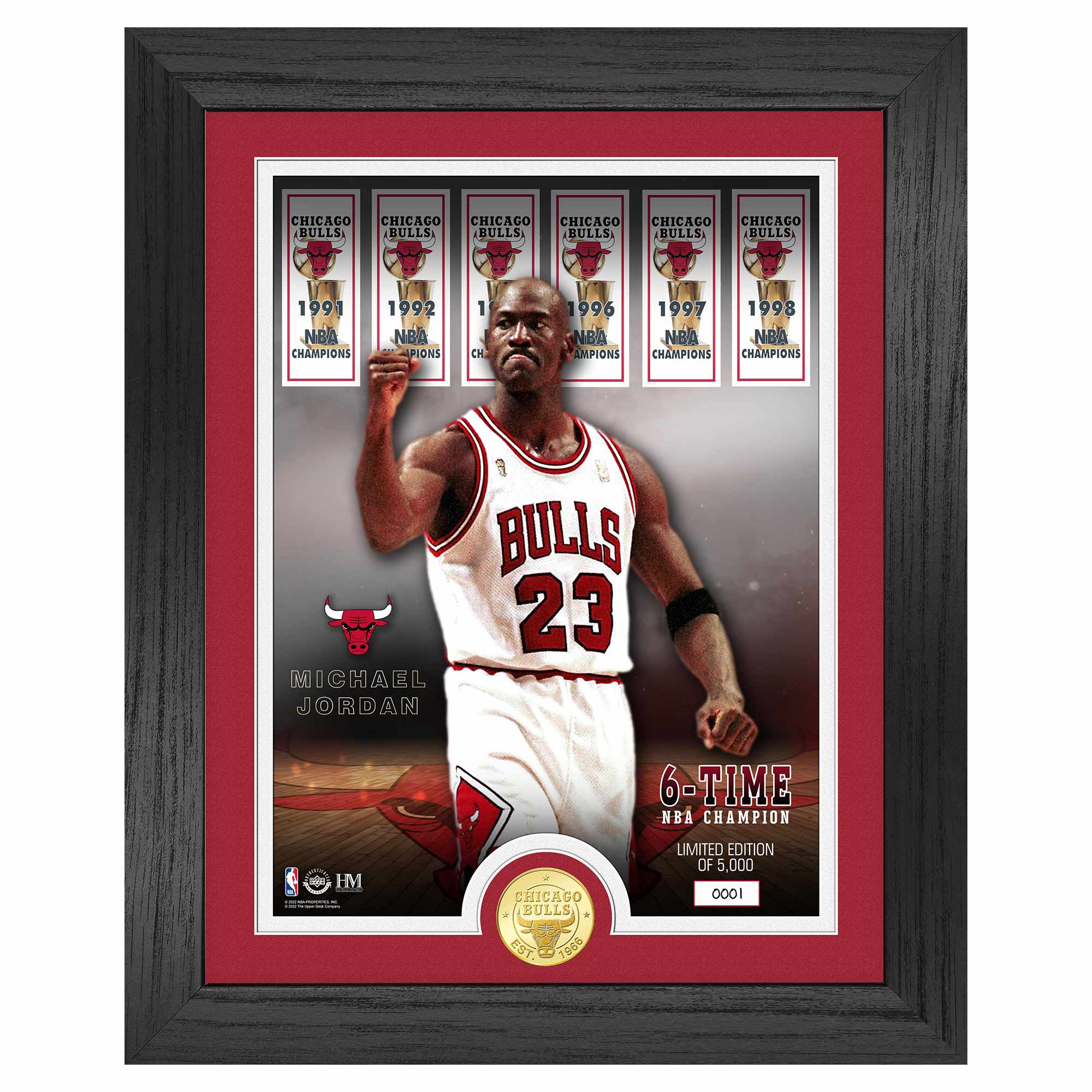 Michael Jordan Chicago Bulls Bronze Coin Gerahmtes NBA Bild