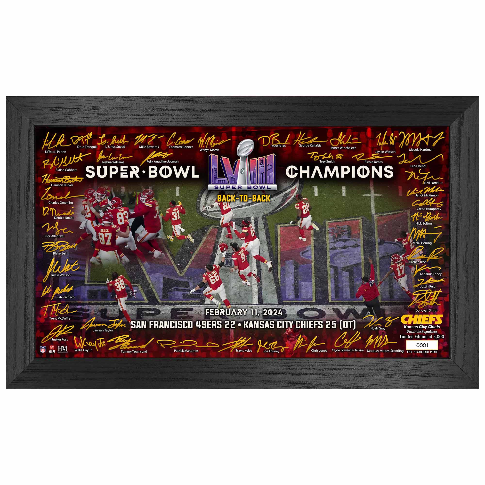 Kansas City Chiefs Super Bowl LVIII Champions Signature Celebration Gerahmtes NFL Bild