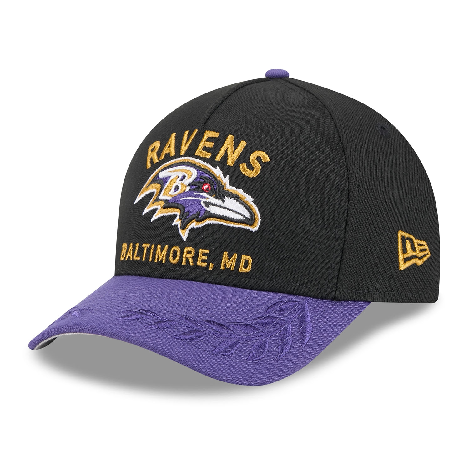 Baltimore Ravens 2025 NFL Draft 9FORTY M-Crown A-Frame Snapback Cap Schwarz