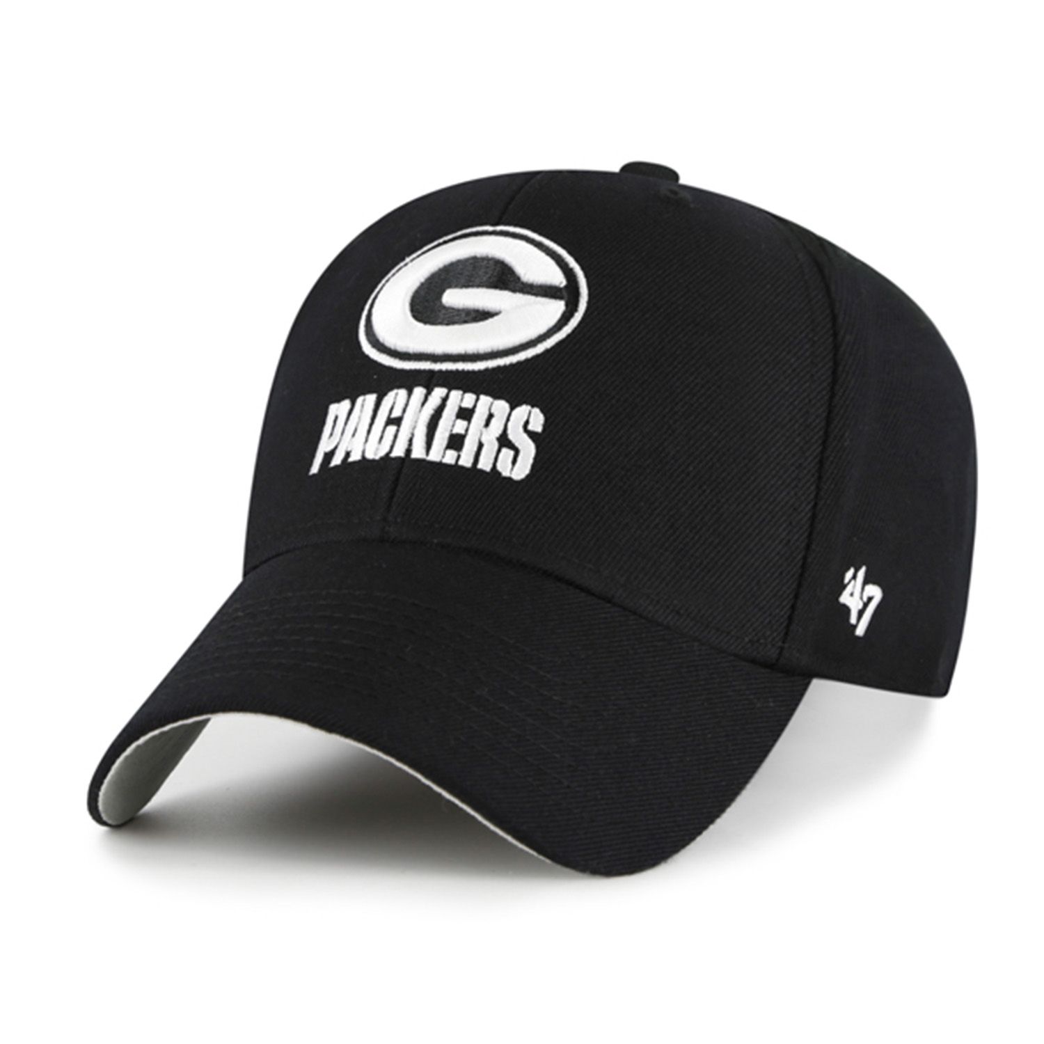 Green Bay Packers Black & White '47 MVP Adjustable NFL Cap Schwarz
