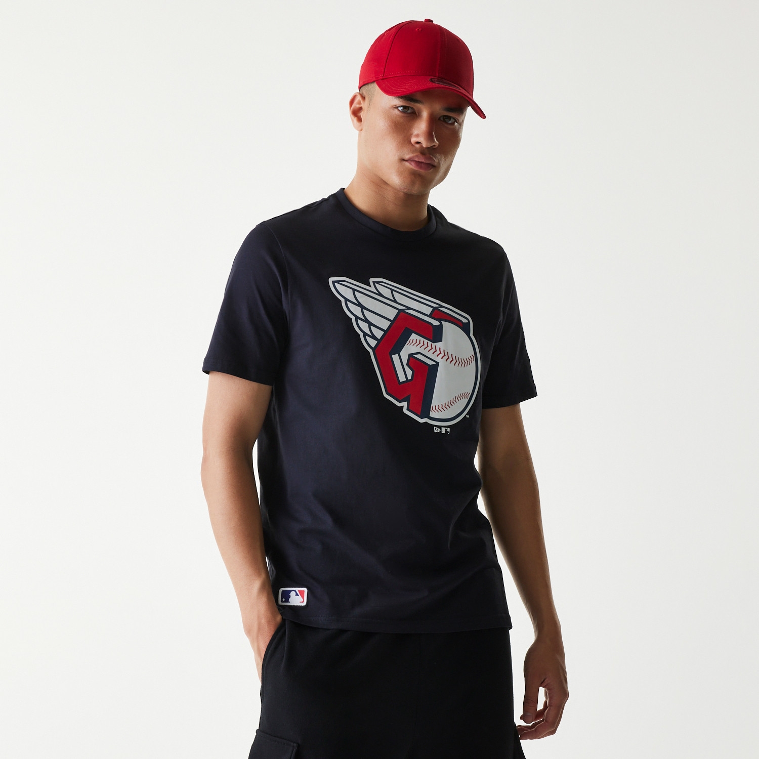 Cleveland Guardians Team Logo New Era MLB T-Shirt Navy