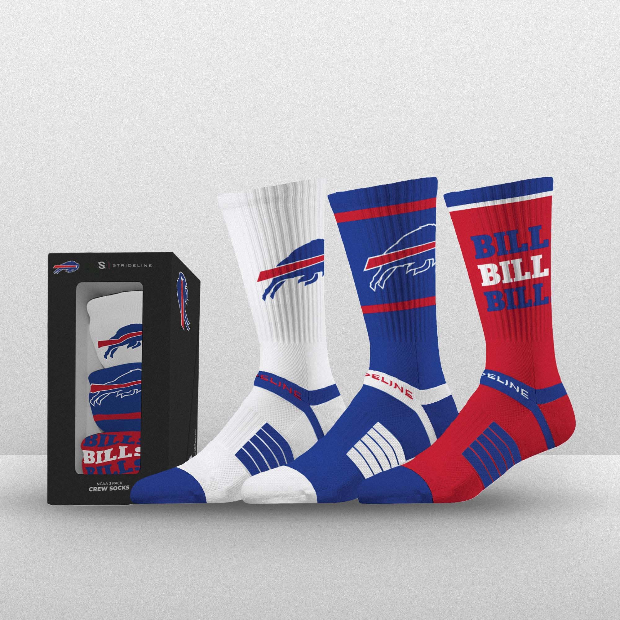 Buffalo Bills Strideline Premium NFL Crew Socken 3er-Pack Box