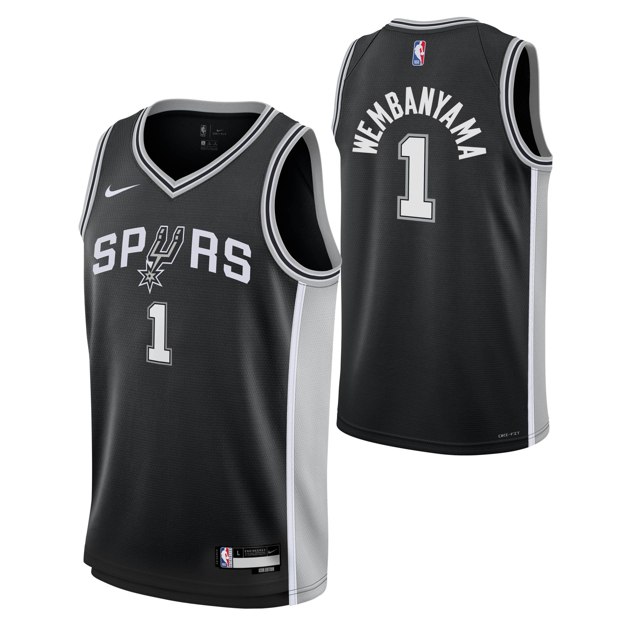 Victor Wembanyama #1 San Antonio Spurs Nike Swingman NBA Trikot Schwarz (YOUTH)