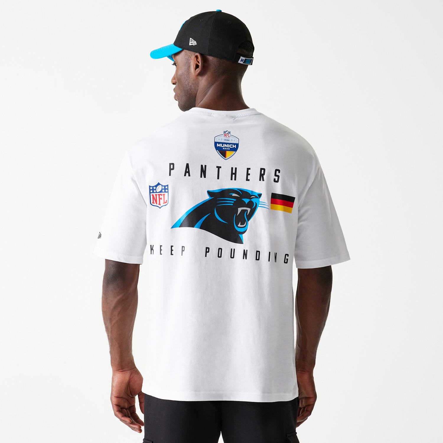 2024 NFL Munich Game Carolina Panthers Slogan T-Shirt Weiß
