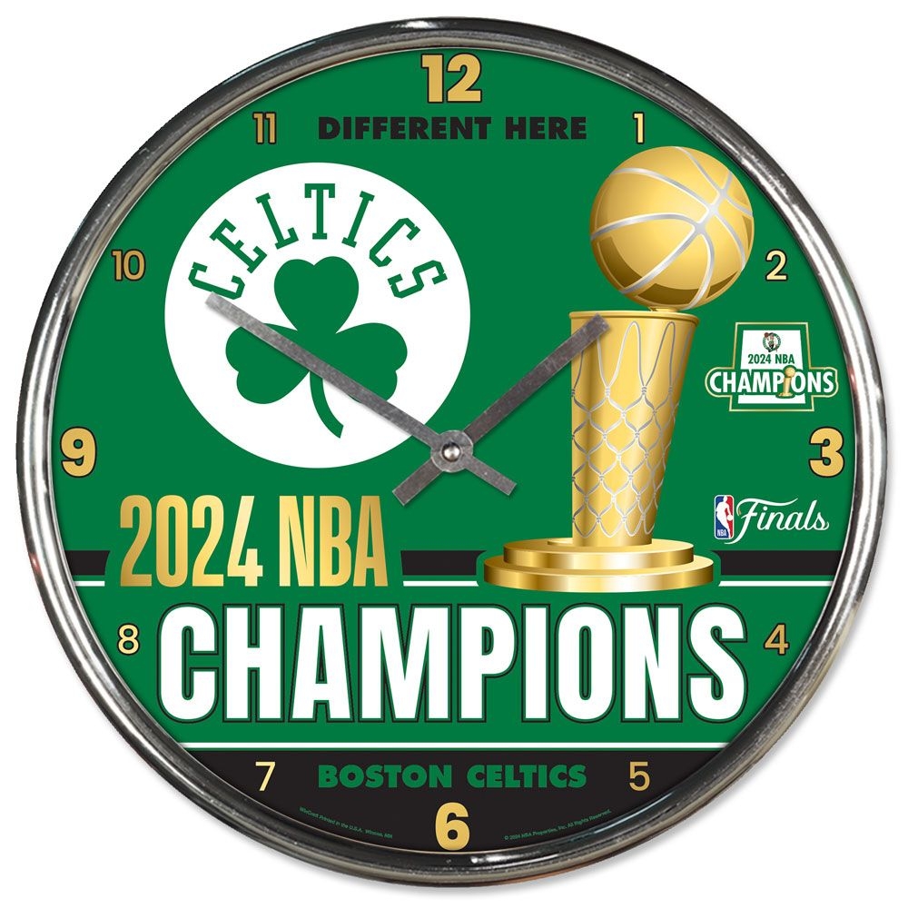 Boston Celtics 2024 NBA Champions WinCraft Chrome Wall Clock