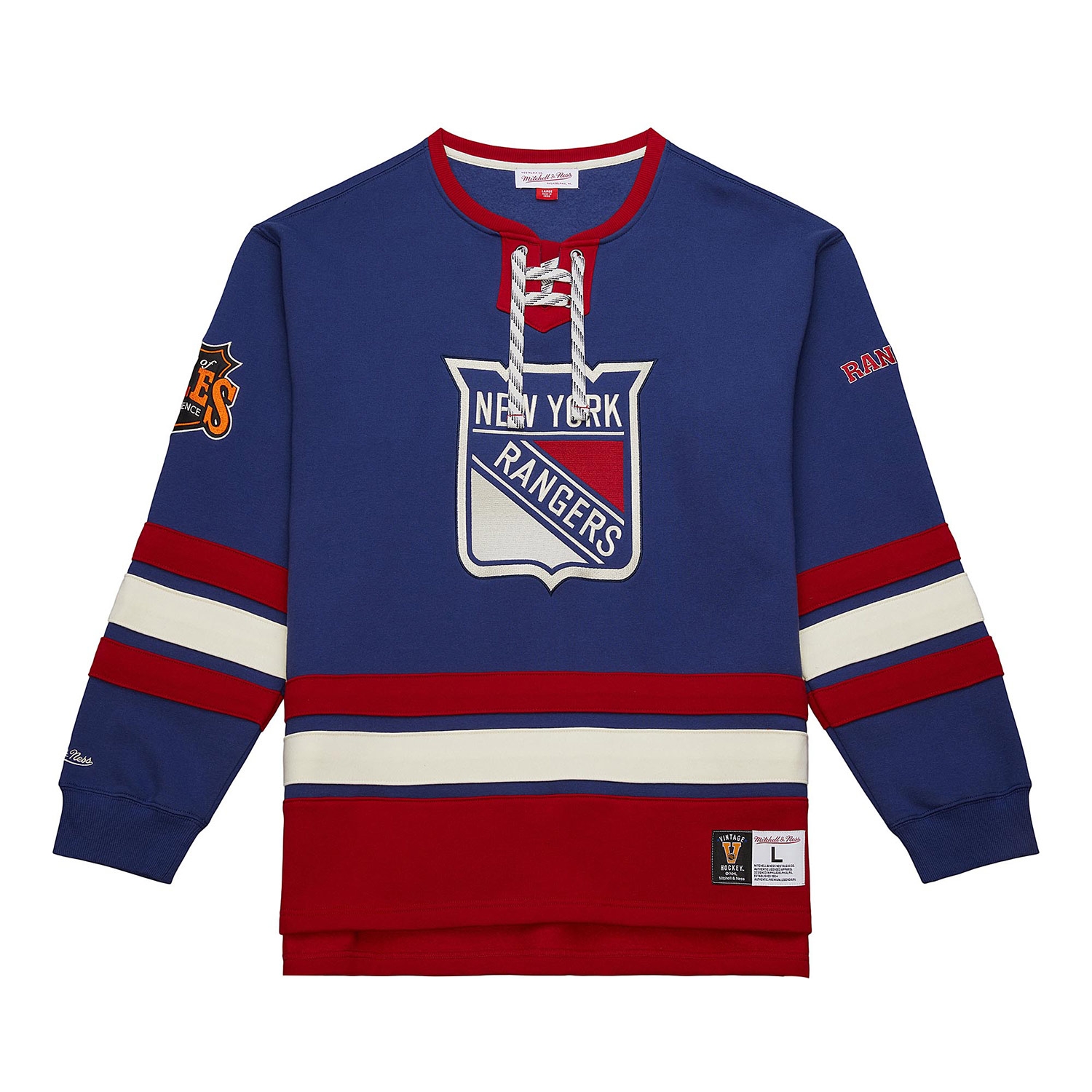 New York Rangers Mitchell & Ness Heritage NHL Lace-Up Jersey Crew