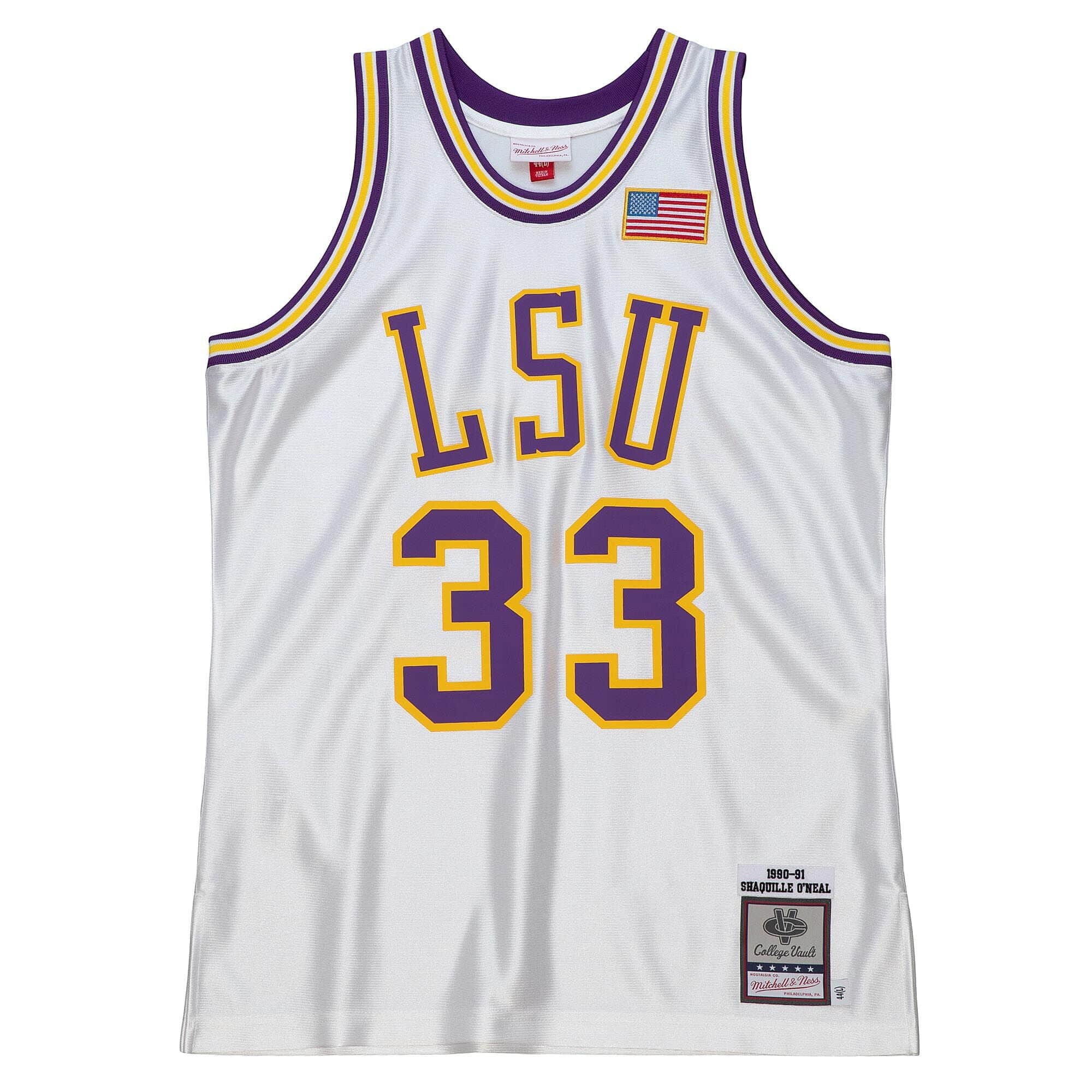 Shaquille O'Neal #33 LSU Tigers 1990-91 Mitchell & Ness Authentic NCAA Trikot Weiß