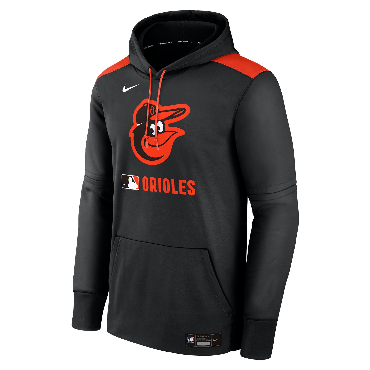Baltimore Orioles 2025 MLB Authentic Performance Therma Hoodie Schwarz