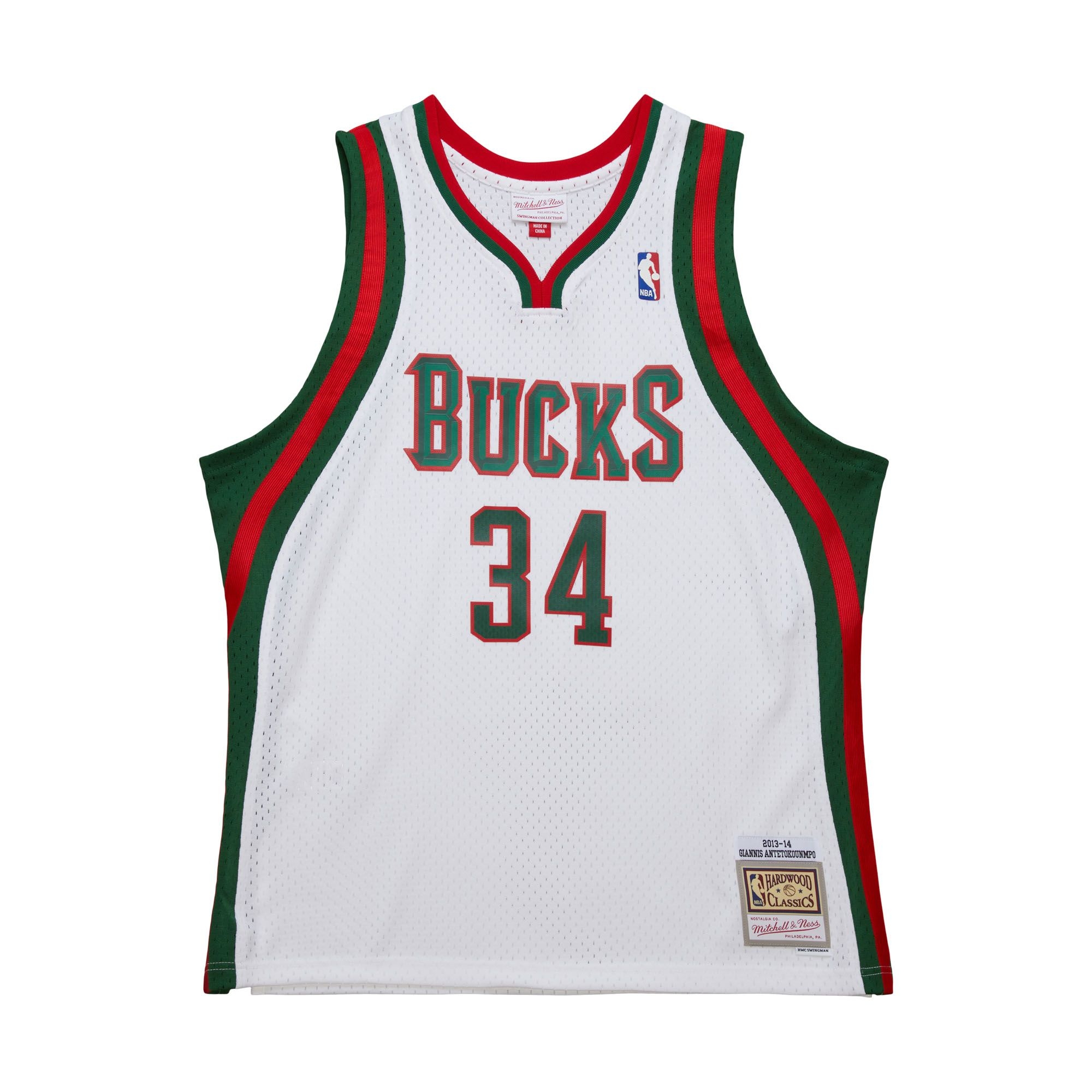 Giannis Antetokounmpo #34 Milwaukee Bucks 2013-14 Mitchell & Ness Swingman NBA Trikot Weiß