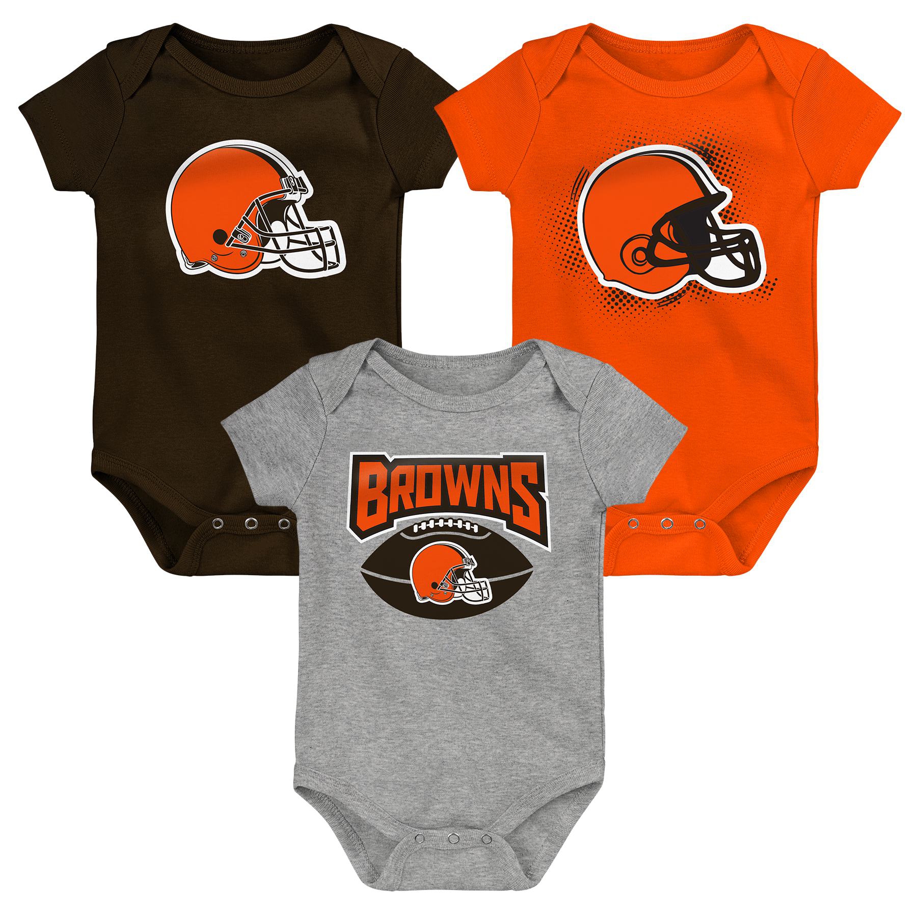 Cleveland Browns Game On Creeper NFL Infant Bodysuit Set (3-Piece)