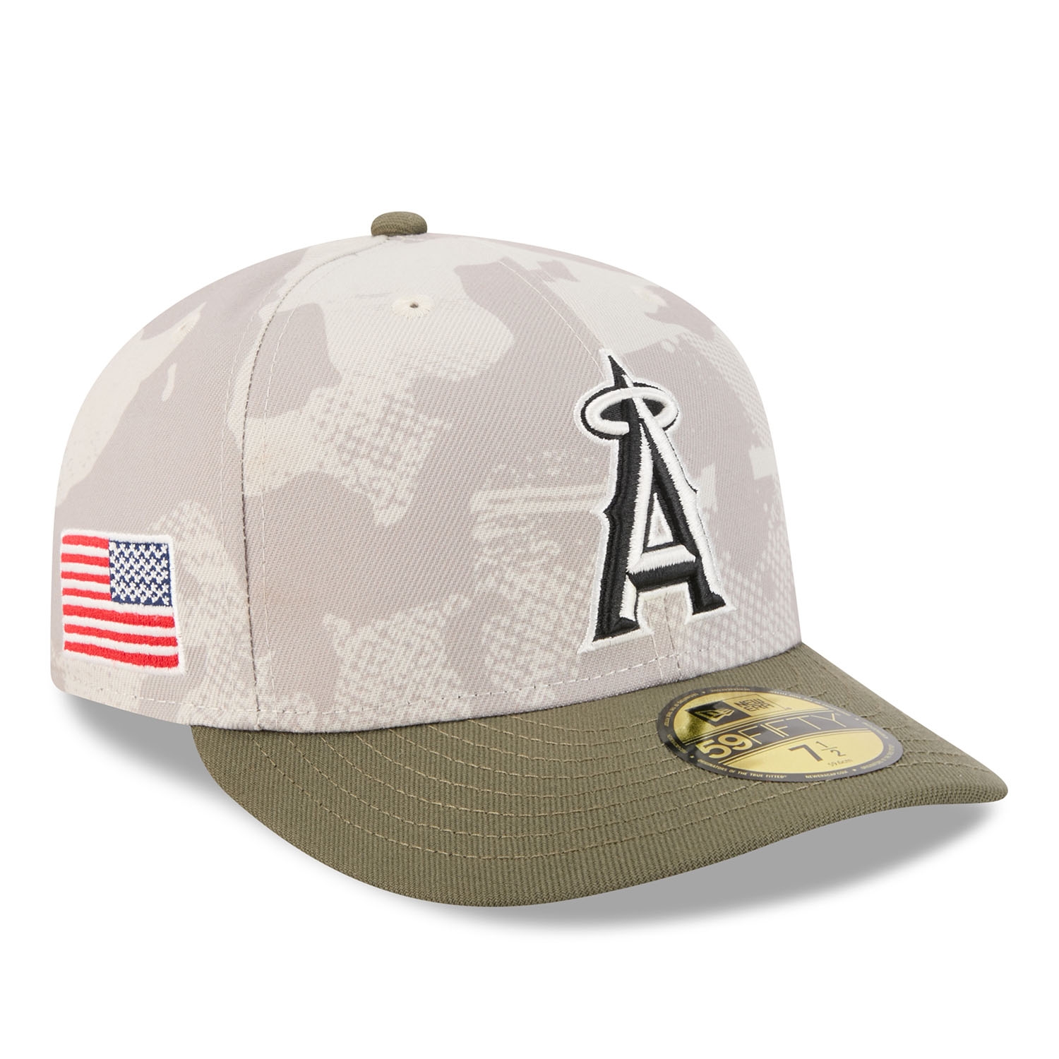 Los Angeles Angels 2025 MLB Authentic Armed Forces Pre-Curved 59FIFTY Fitted Cap