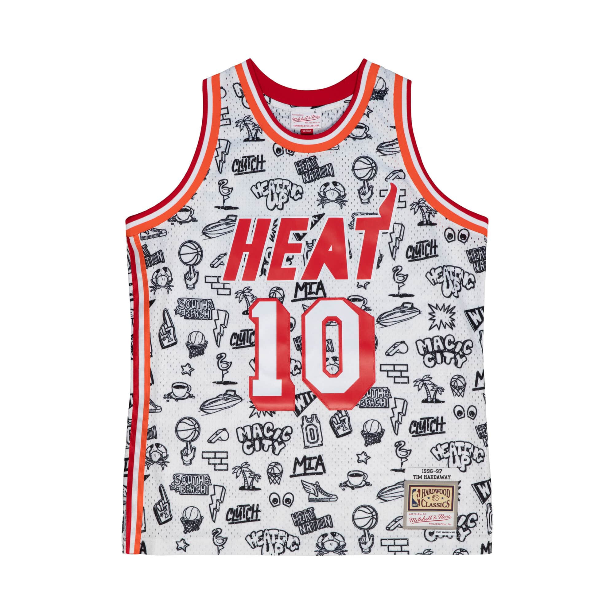Tim Hardaway #10 Miami Heat Doodle Mitchell & Ness Swingman NBA Trikot